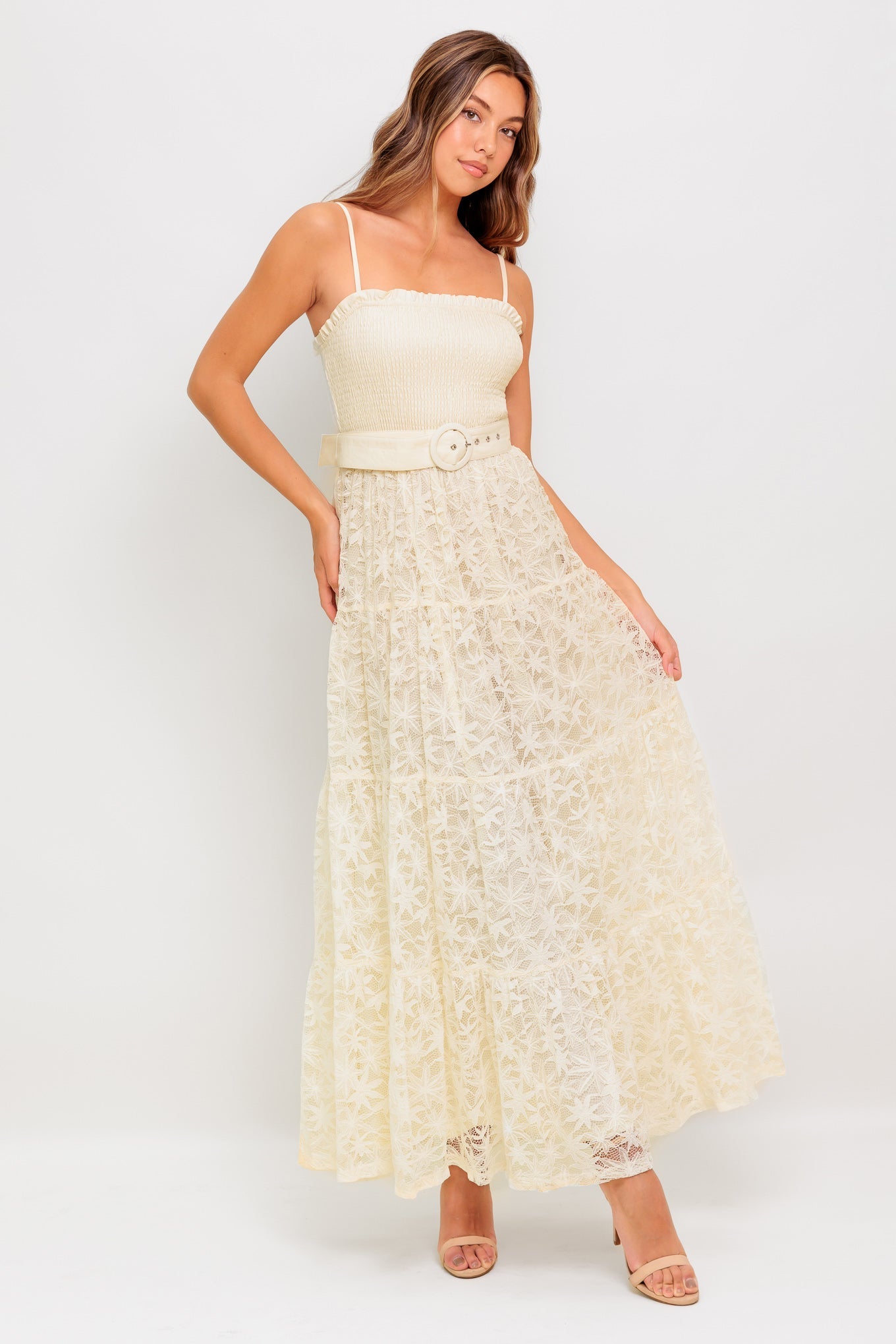PARADISE AWAITS CREAM LACE ANKLE DRESS-Vavasi
