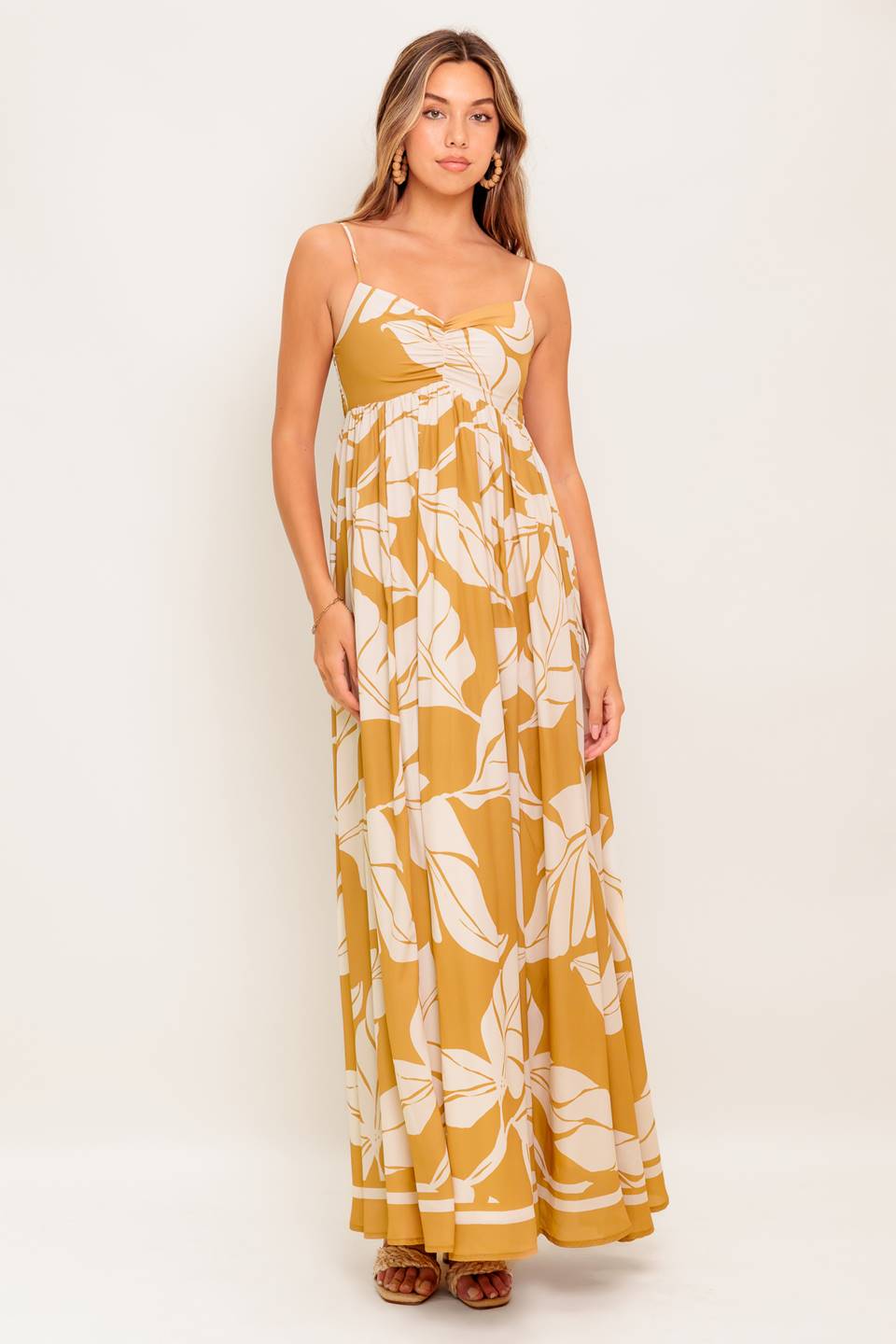 Size Medium, MEREDITH MAXI DRESS - LEAF PRINT - FINAL SALE-Vavasi