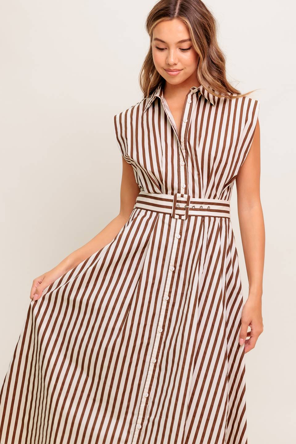 BISTRO STRIPE MIDI DRESS-Vavasi