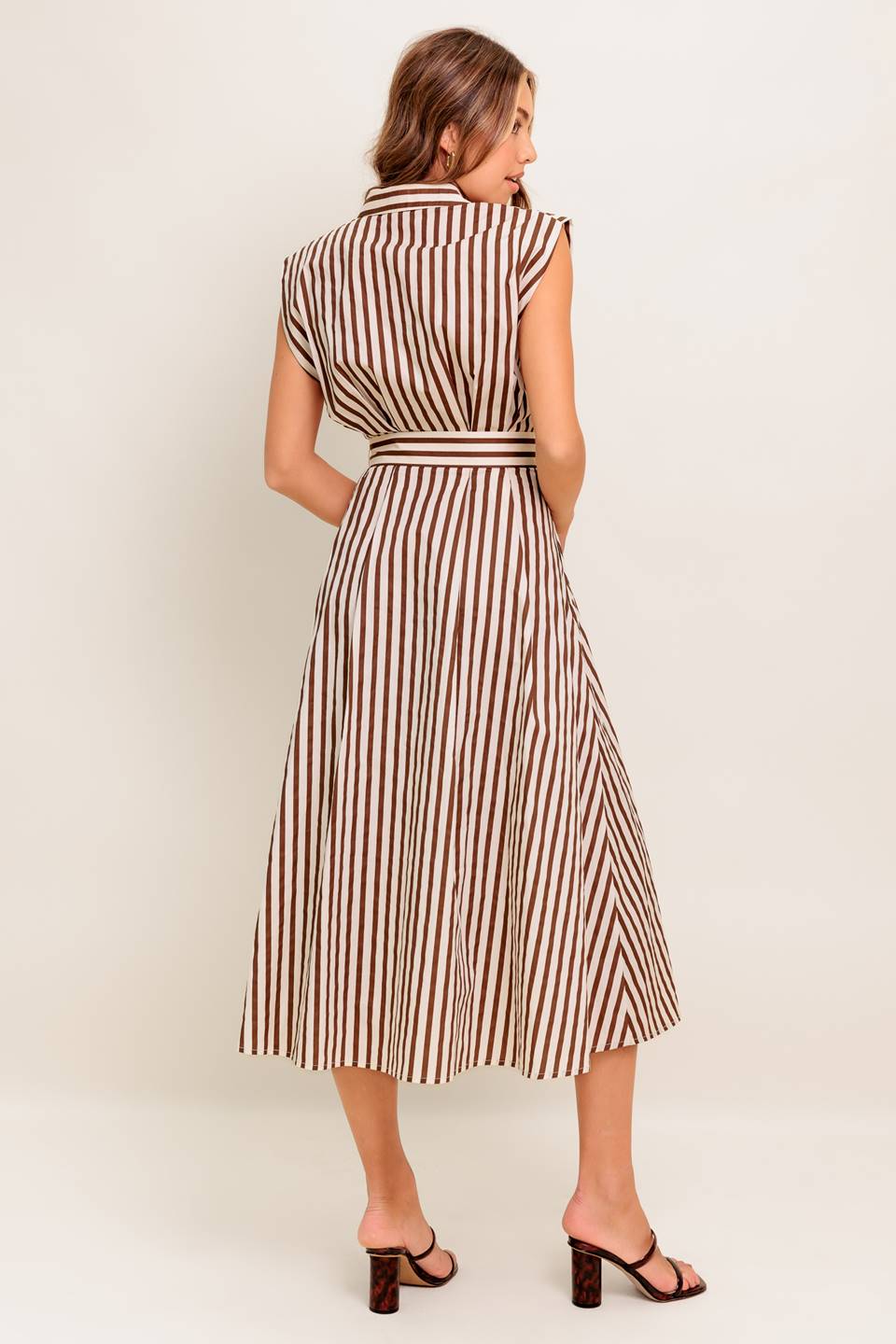 BISTRO STRIPE MIDI DRESS-Vavasi