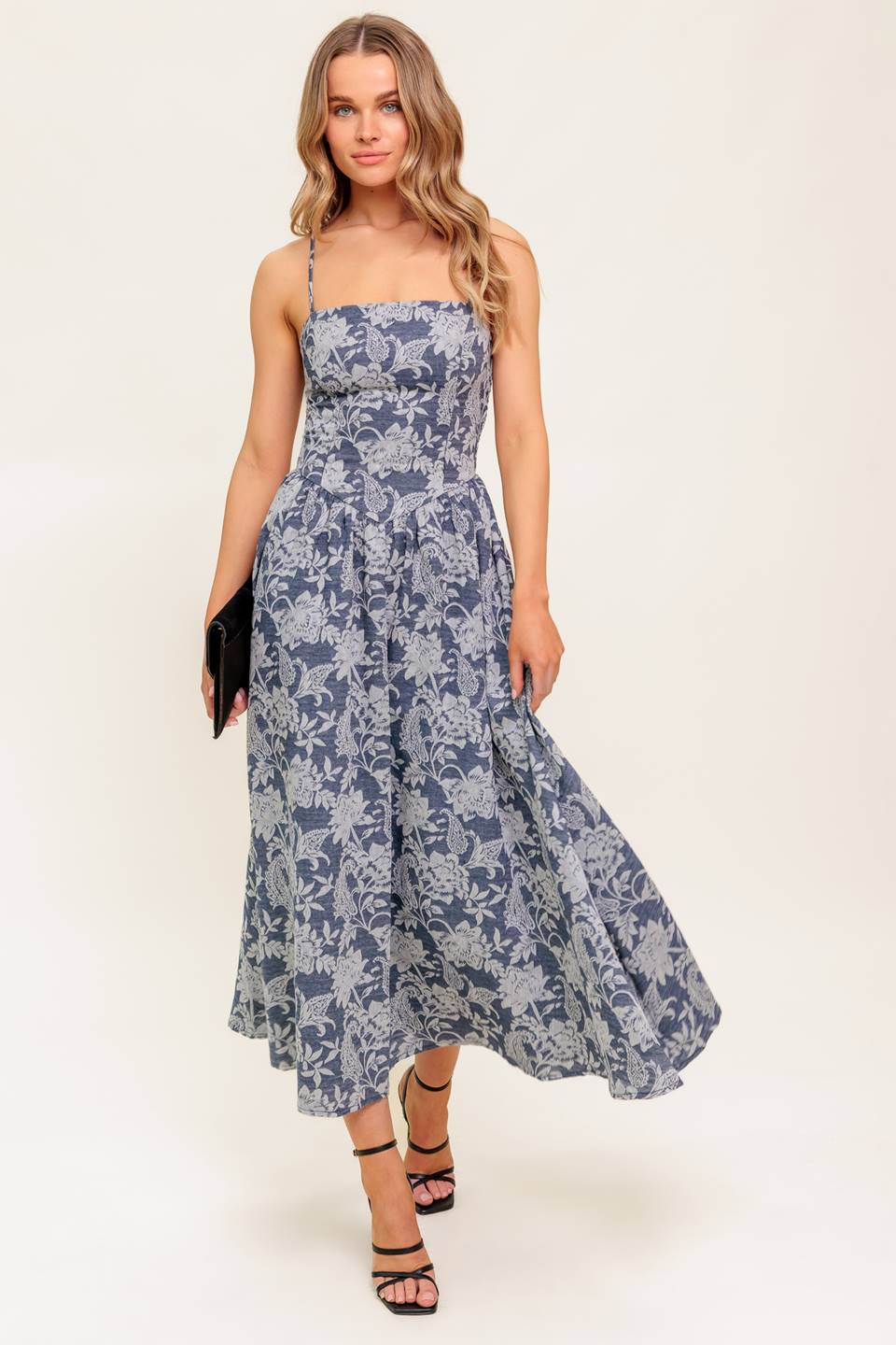 ORDINARY IS OVERRATED DENIM BLUE MIDI DRESS-Vavasi