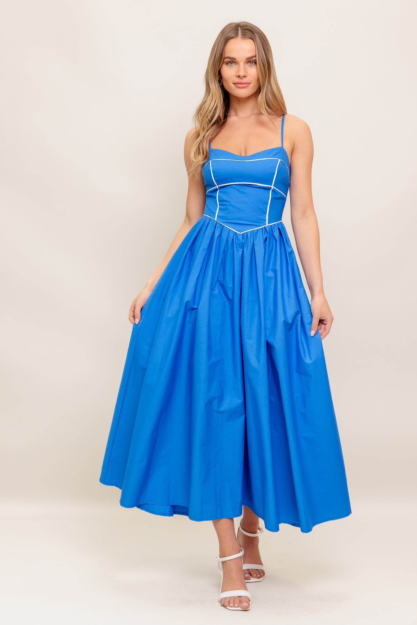 KRISSY MIDI DRESS - BLUE-Vavasi