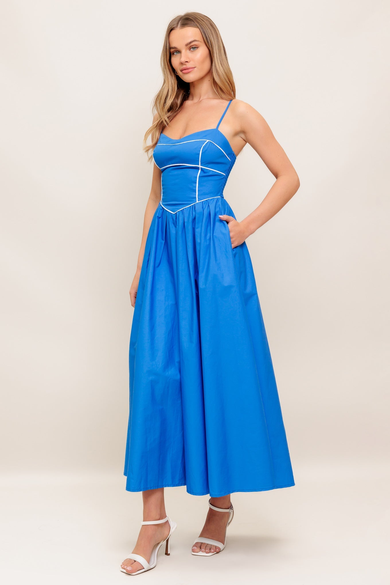 KRISSY MIDI DRESS - BLUE-Vavasi