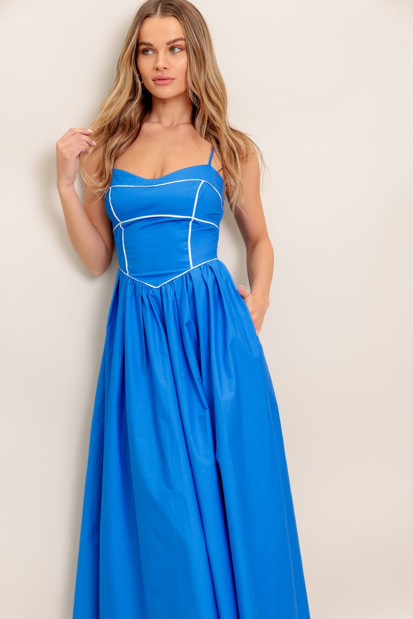 KRISSY MIDI DRESS - BLUE-Vavasi