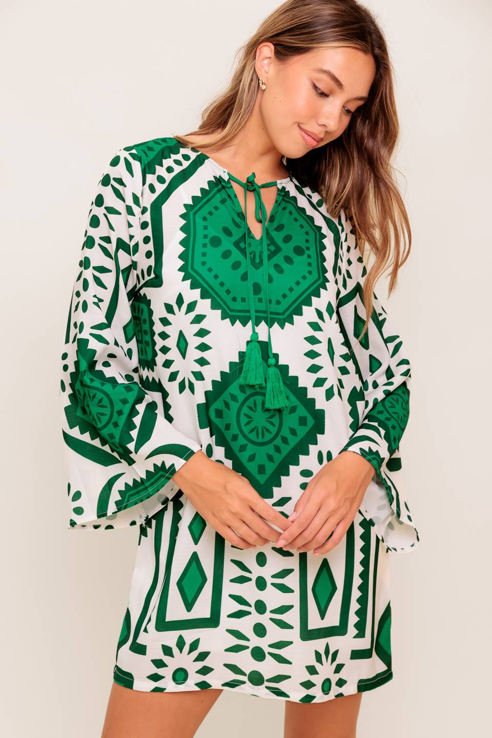 EMERALD TERRA TUNIC MINI DRESS-Vavasi