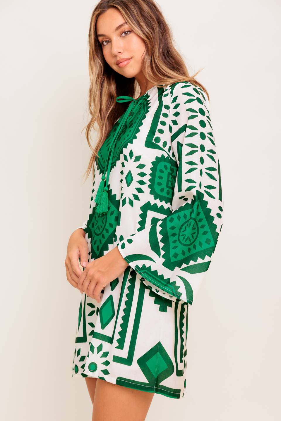 EMERALD TERRA TUNIC MINI DRESS-Vavasi