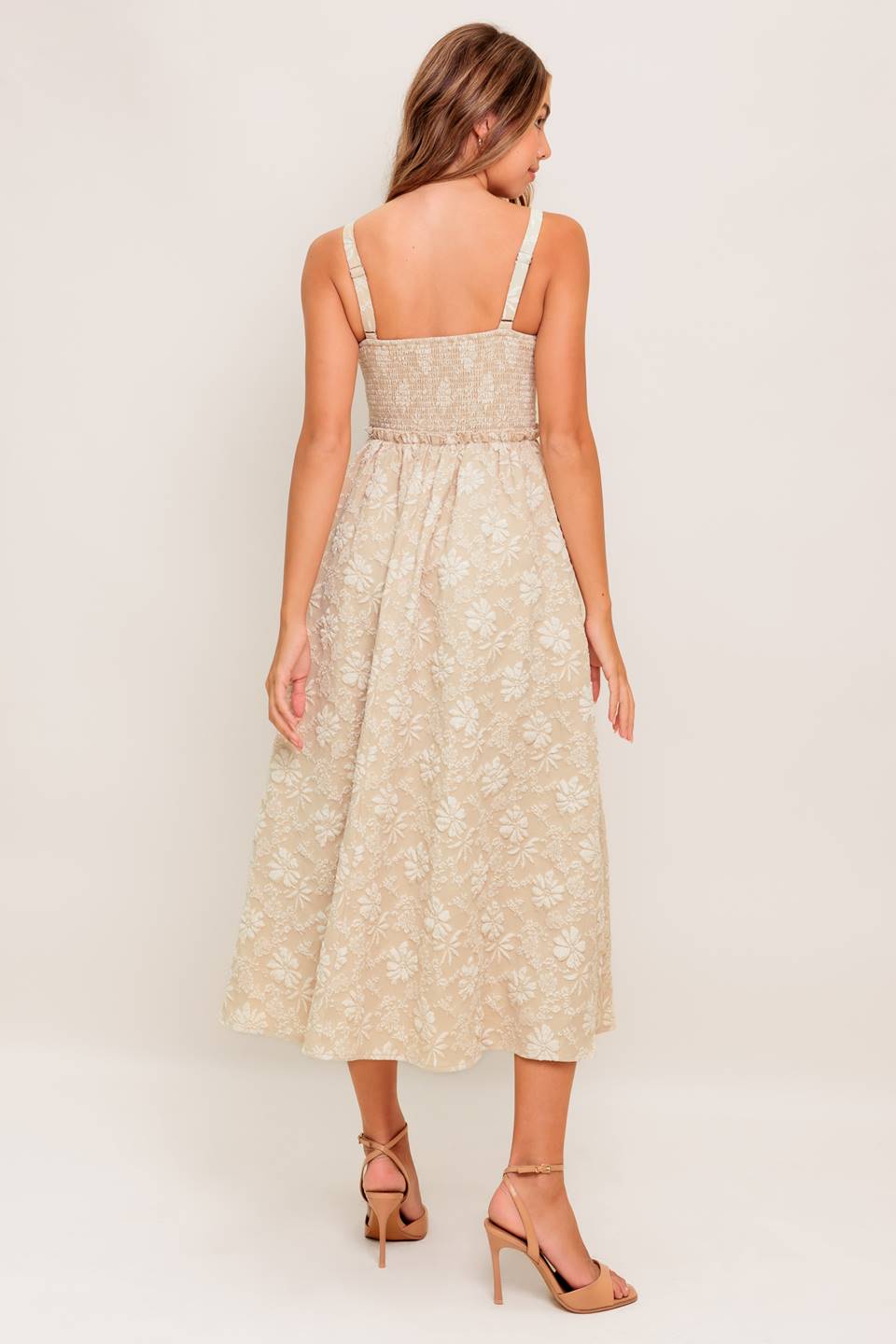 ELOISE MIDI DRESS - LACE UP JACQUARD DRESS-Vavasi