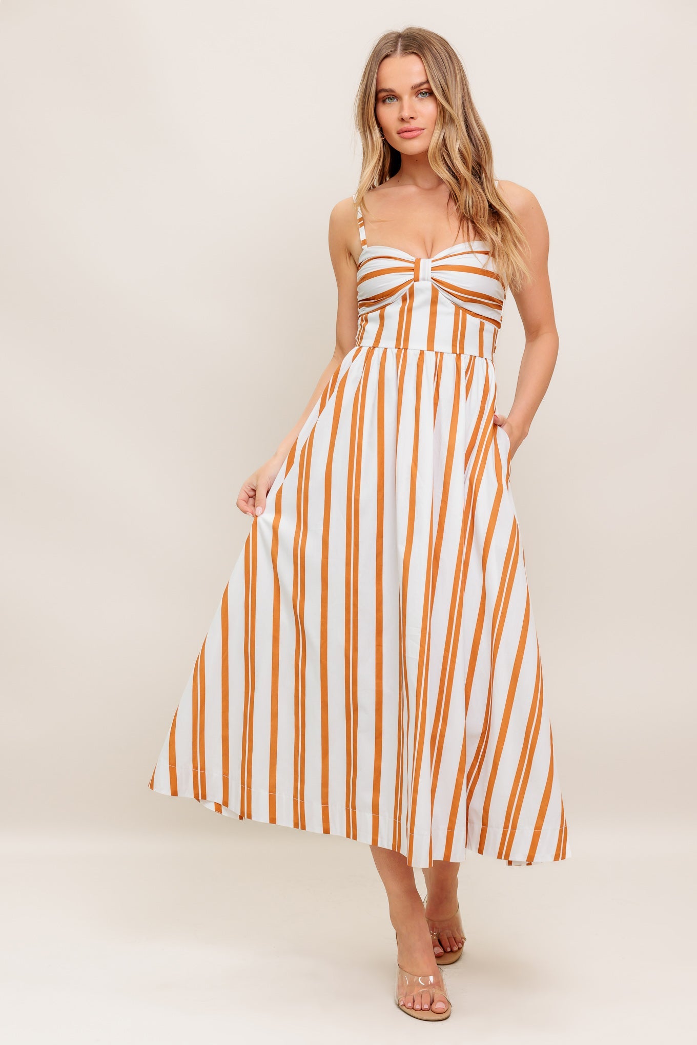 MARIGOLD MIDI DRESS - SWEETHEART STRIPED DRESS-Vavasi