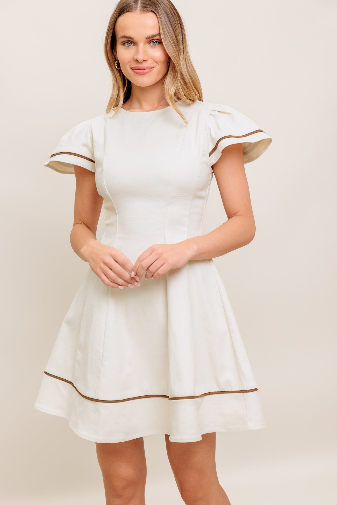 STARLA FLUTTER SLEEVE MINI DRESS-Vavasi