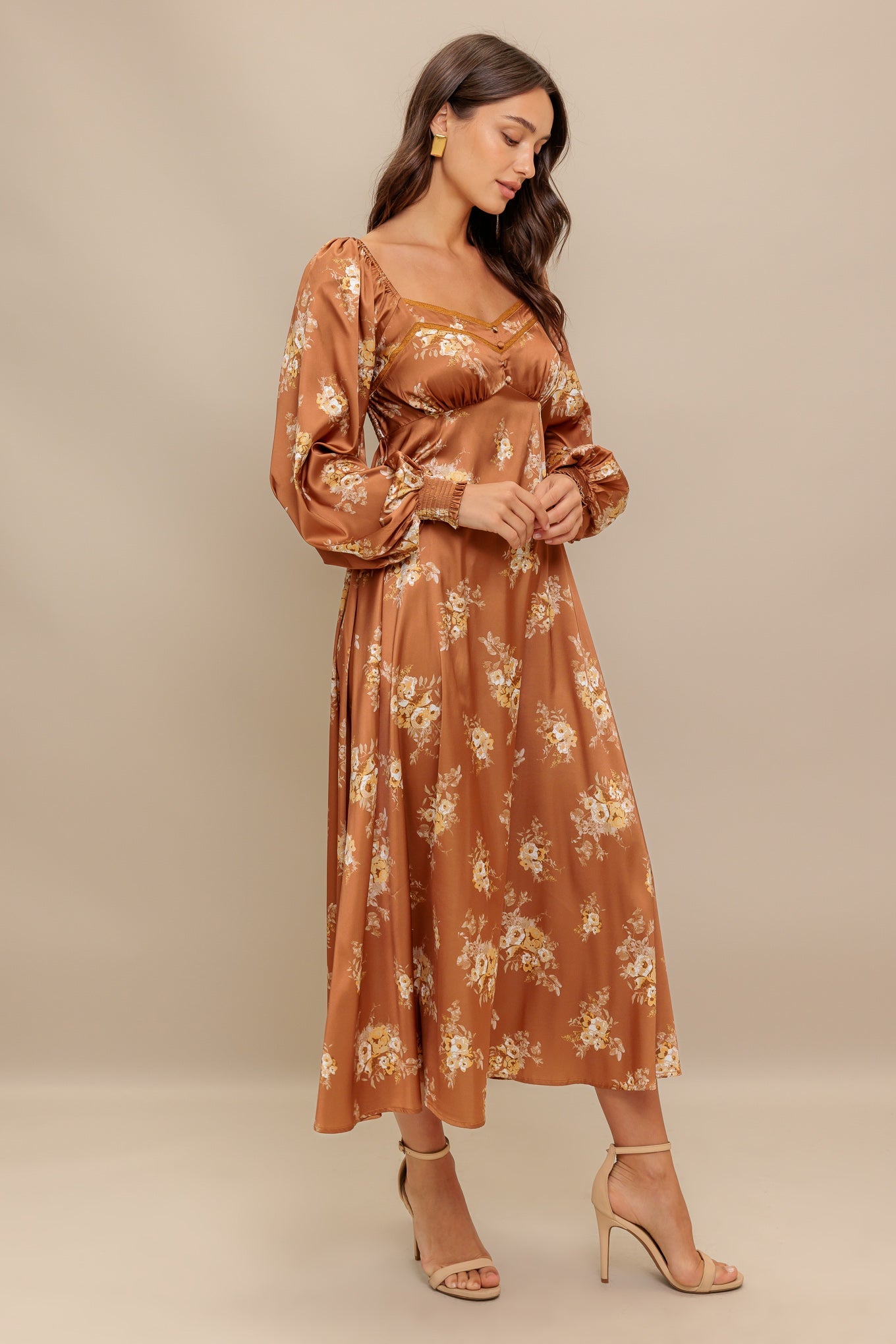 CARMELA MIDI DRESS - BRONZE-Vavasi