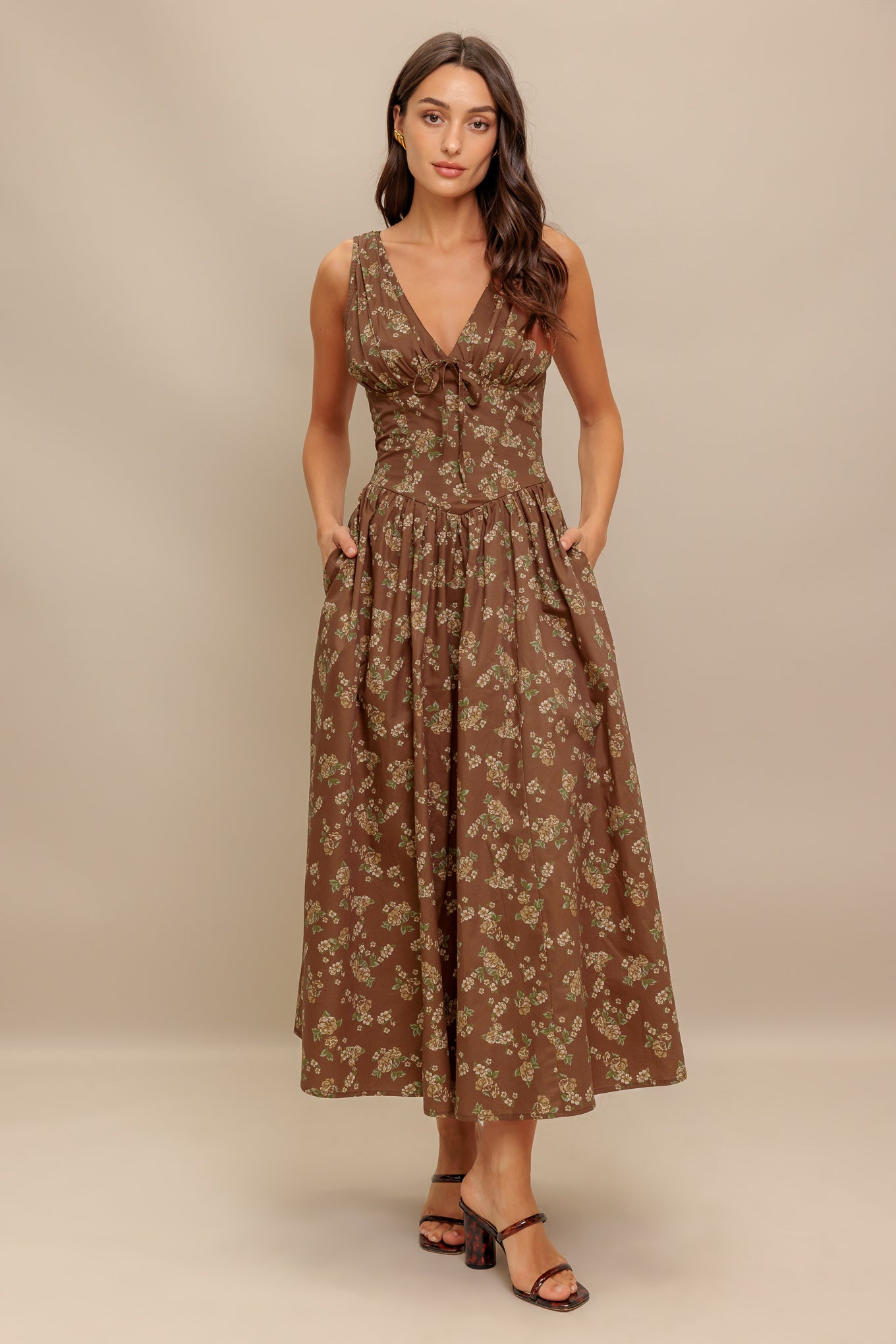 SANDRA BROWN FLORAL MIDI DRESS-Vavasi