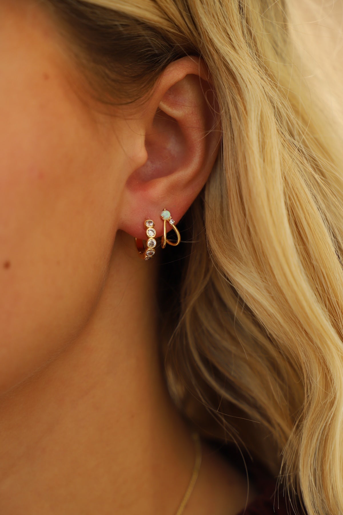 CYRUS OPAL STUD HOOPS-Vavasi