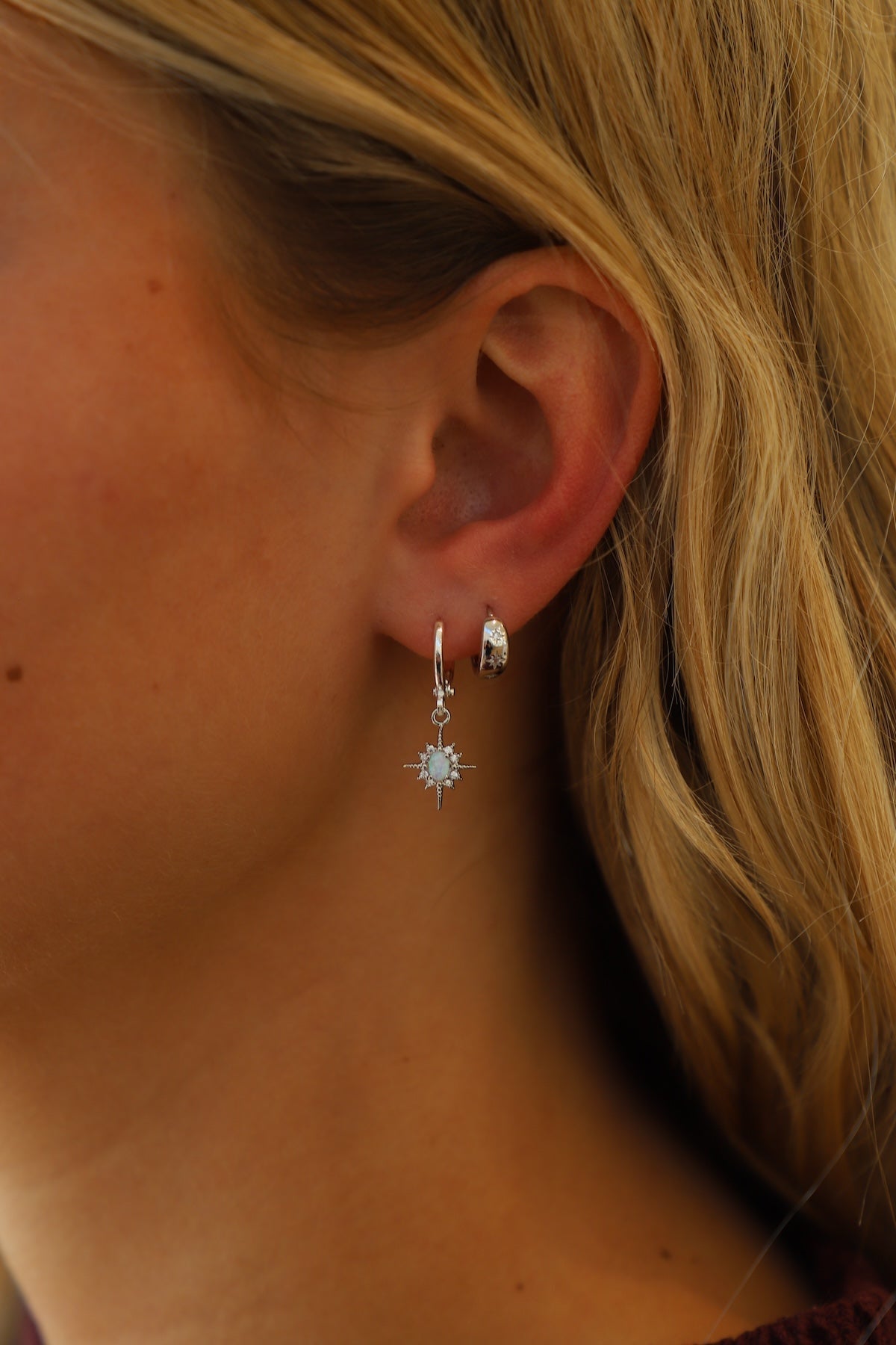SILVER OPALITE STAR HUGGIES-Vavasi