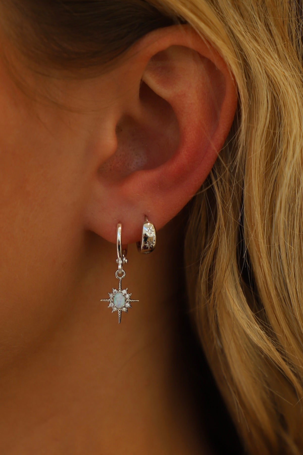 SILVER OPALITE STAR HUGGIES-Vavasi