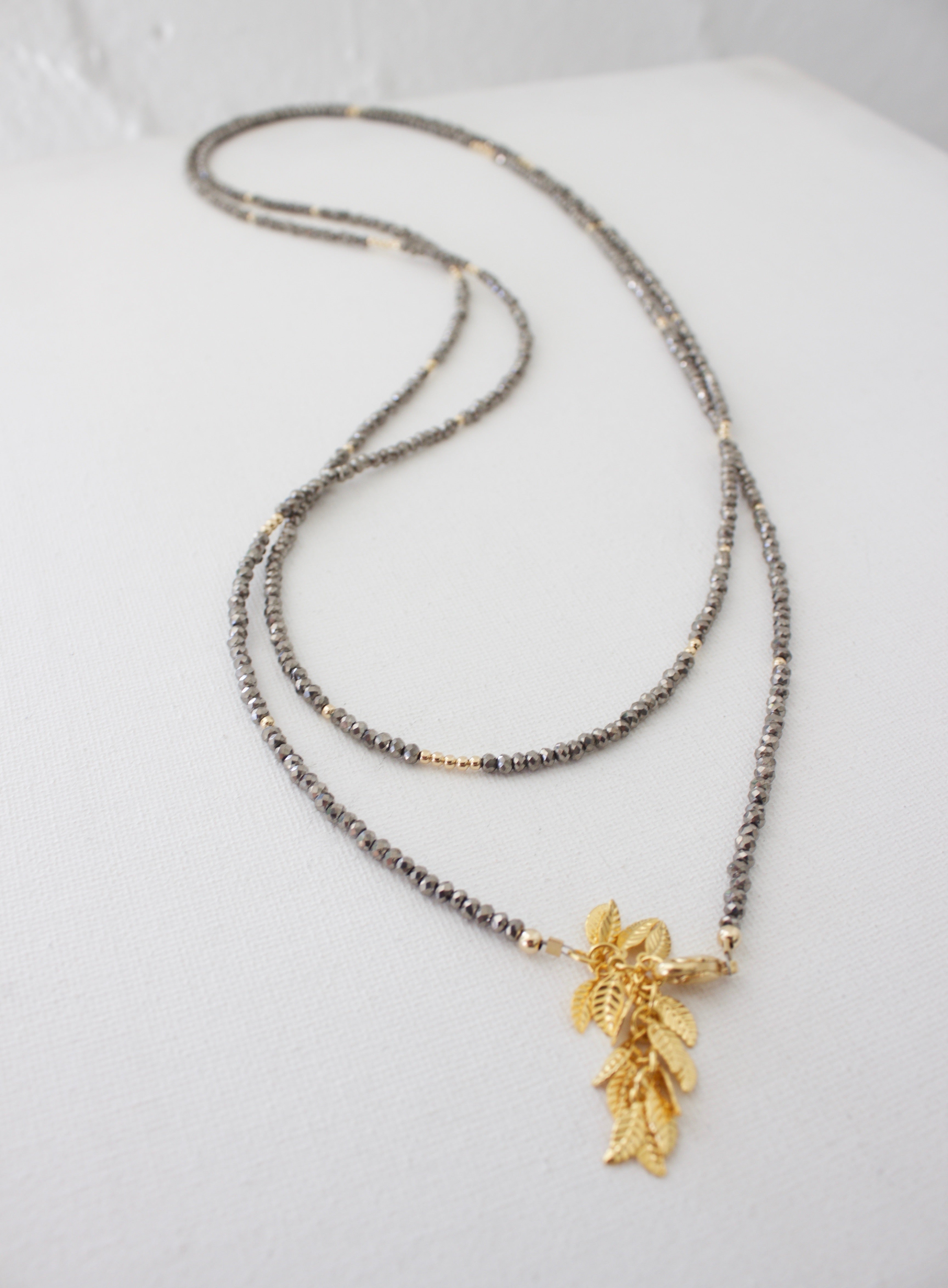 METALLIC PETITE CRYSTAL DOUBLE WRAP NECKLACE-Vavasi