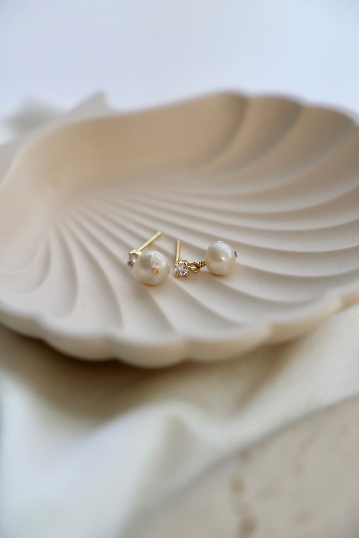 CZ PEARL DROP EARRINGS-Vavasi