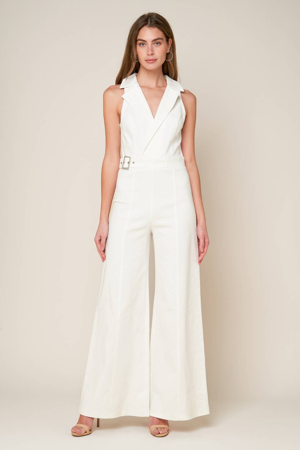 Size: SMALL, SHOPPING AROUND - WHITE - WIDE LEG JUMPSUIT- FINAL SALE-Vavasi