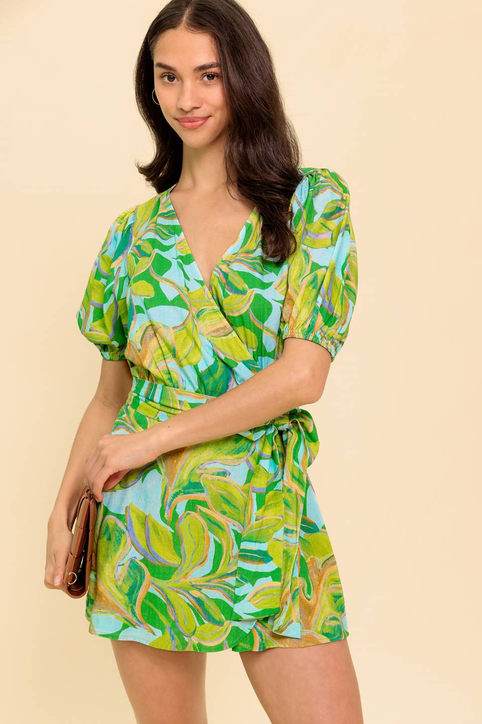 LINDSEY GREEN TROPICAL PRINT SKORT ROMPER-Vavasi