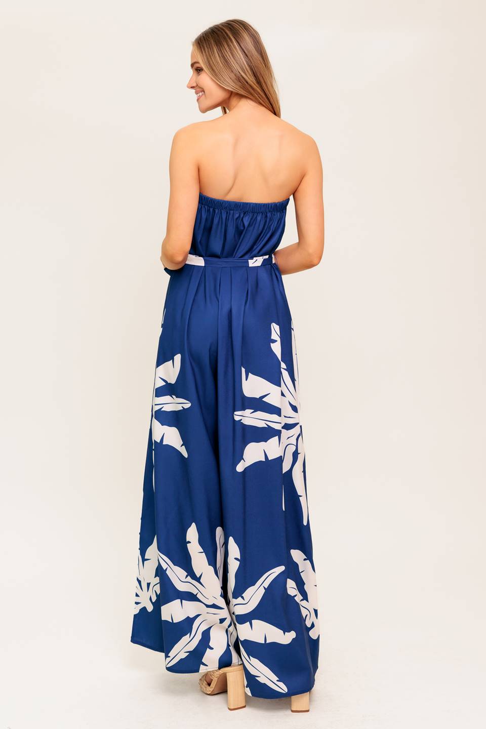 NOLANI STRAPLESS JUMPSUIT - NAVY & WHITE-Vavasi