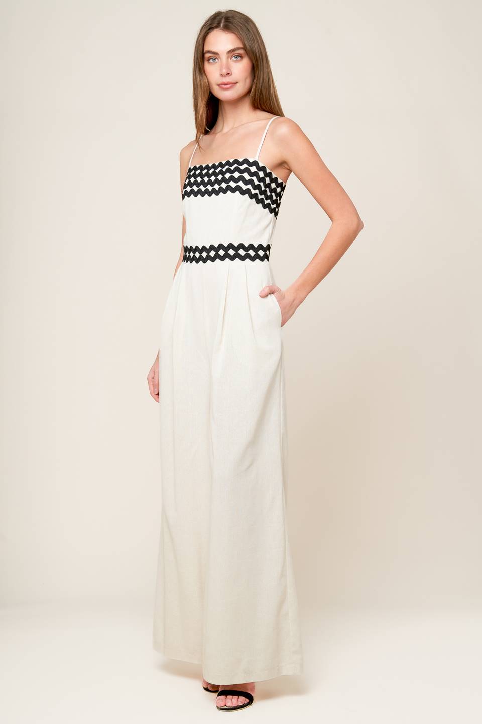 MEET AT THE PIER - CREAM - RIC RAC TRIM WIDE LEG JUMPSUIT-Vavasi