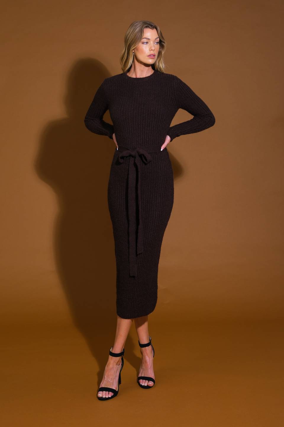 BE GOOD TO ME - LONG SLEEVE SWEATER DRESS-Vavasi
