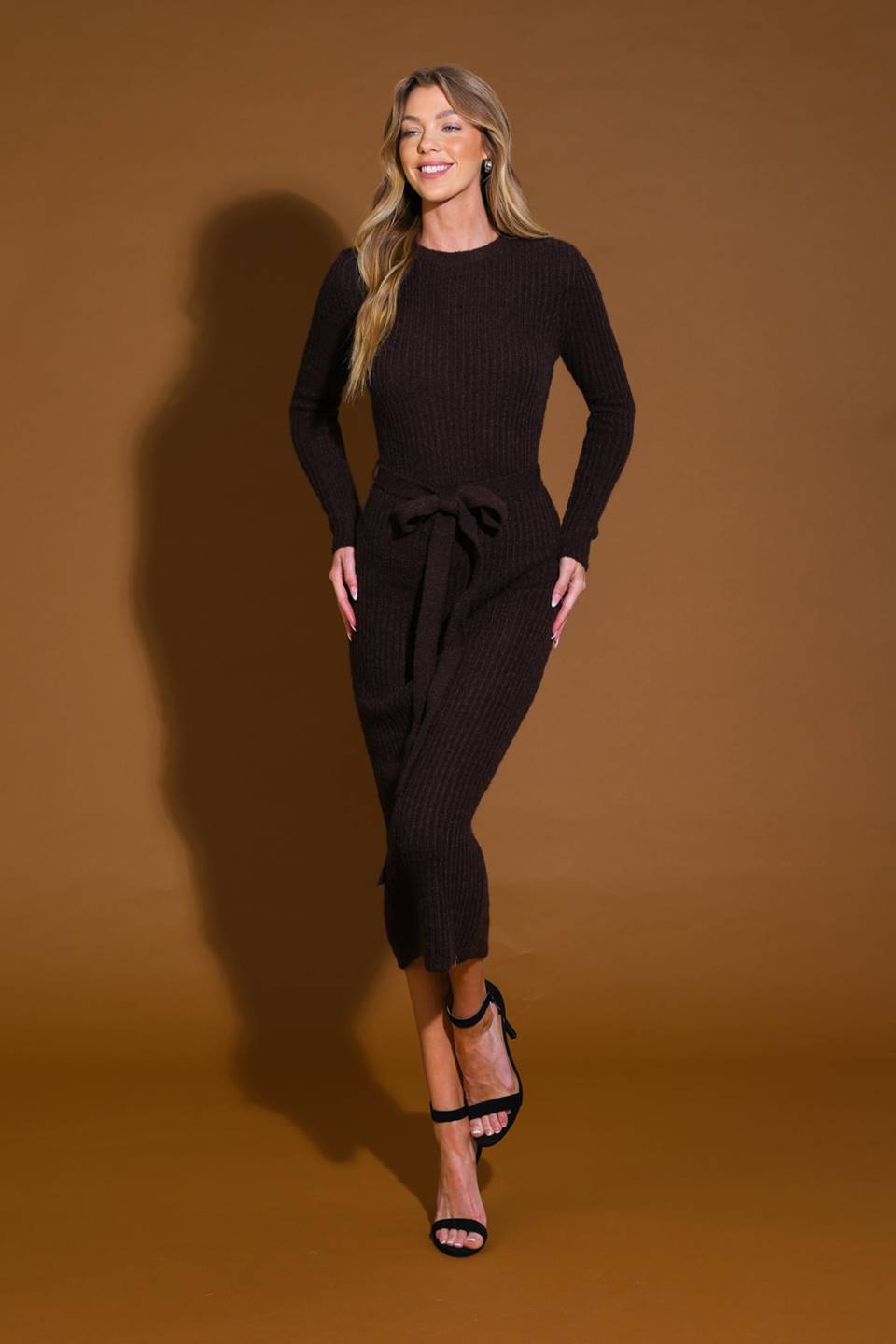 BE GOOD TO ME - LONG SLEEVE SWEATER DRESS-Vavasi