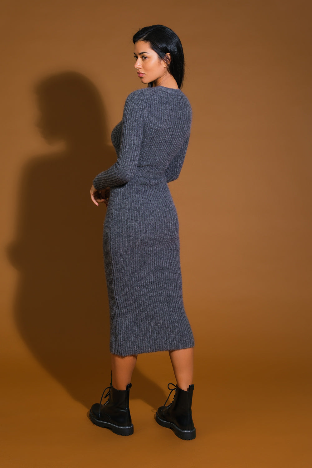 BE GOOD TO ME - LONG SLEEVE SWEATER DRESS-Vavasi