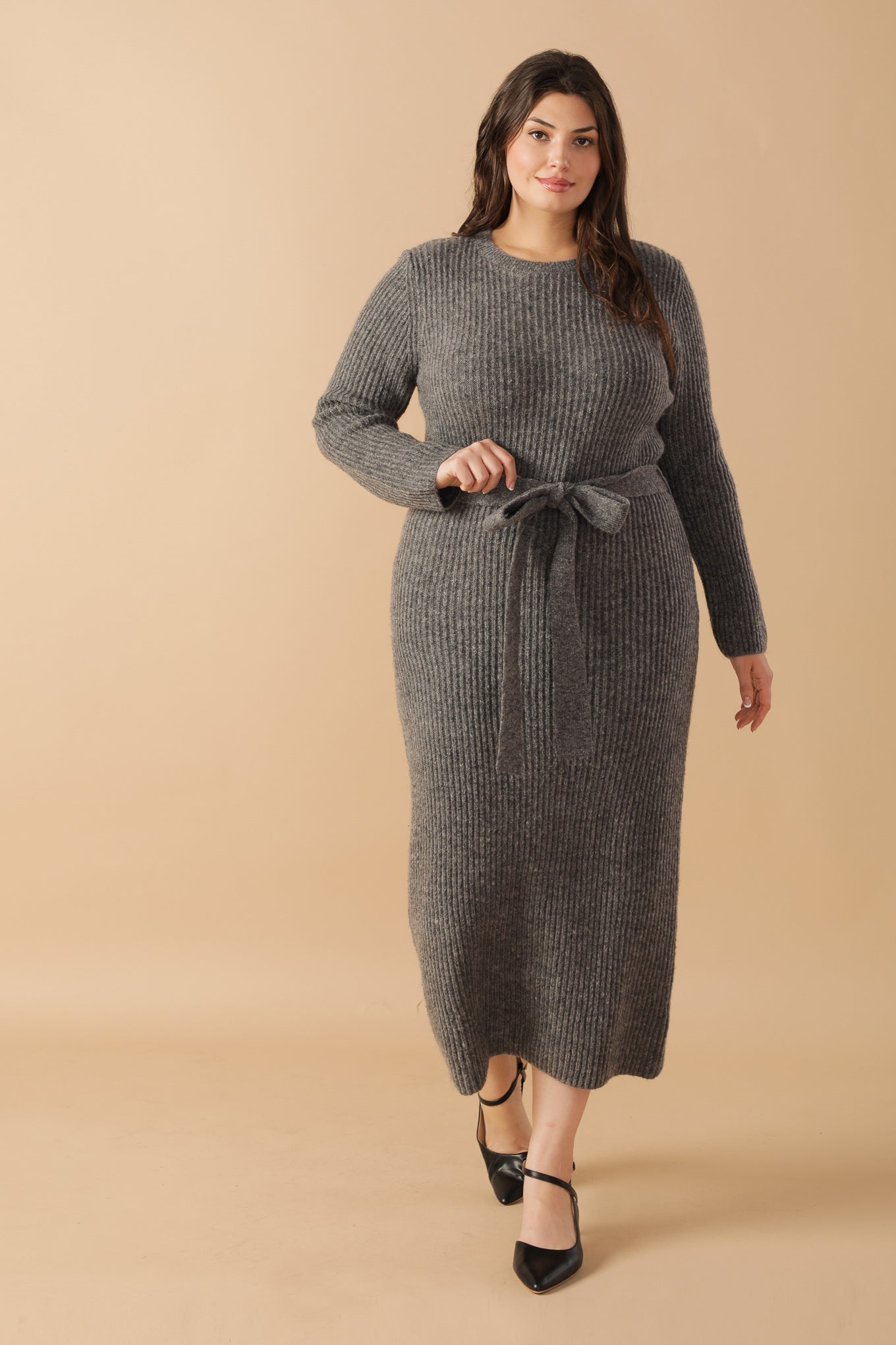BE GOOD TO ME - LONG SLEEVE SWEATER DRESS-Vavasi