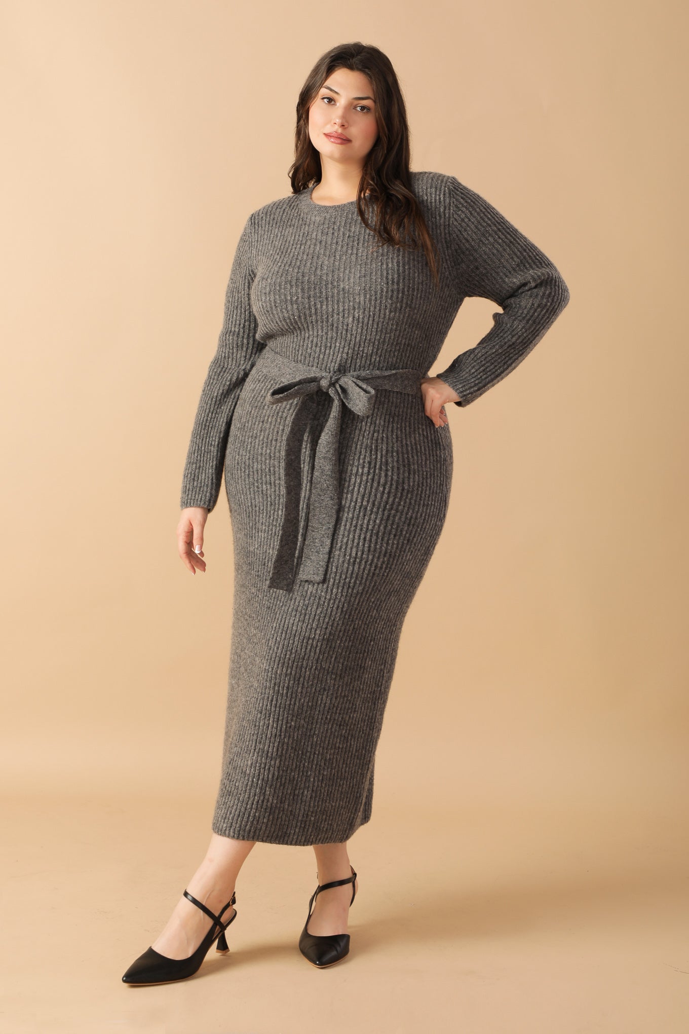 BE GOOD TO ME - LONG SLEEVE SWEATER DRESS-Vavasi