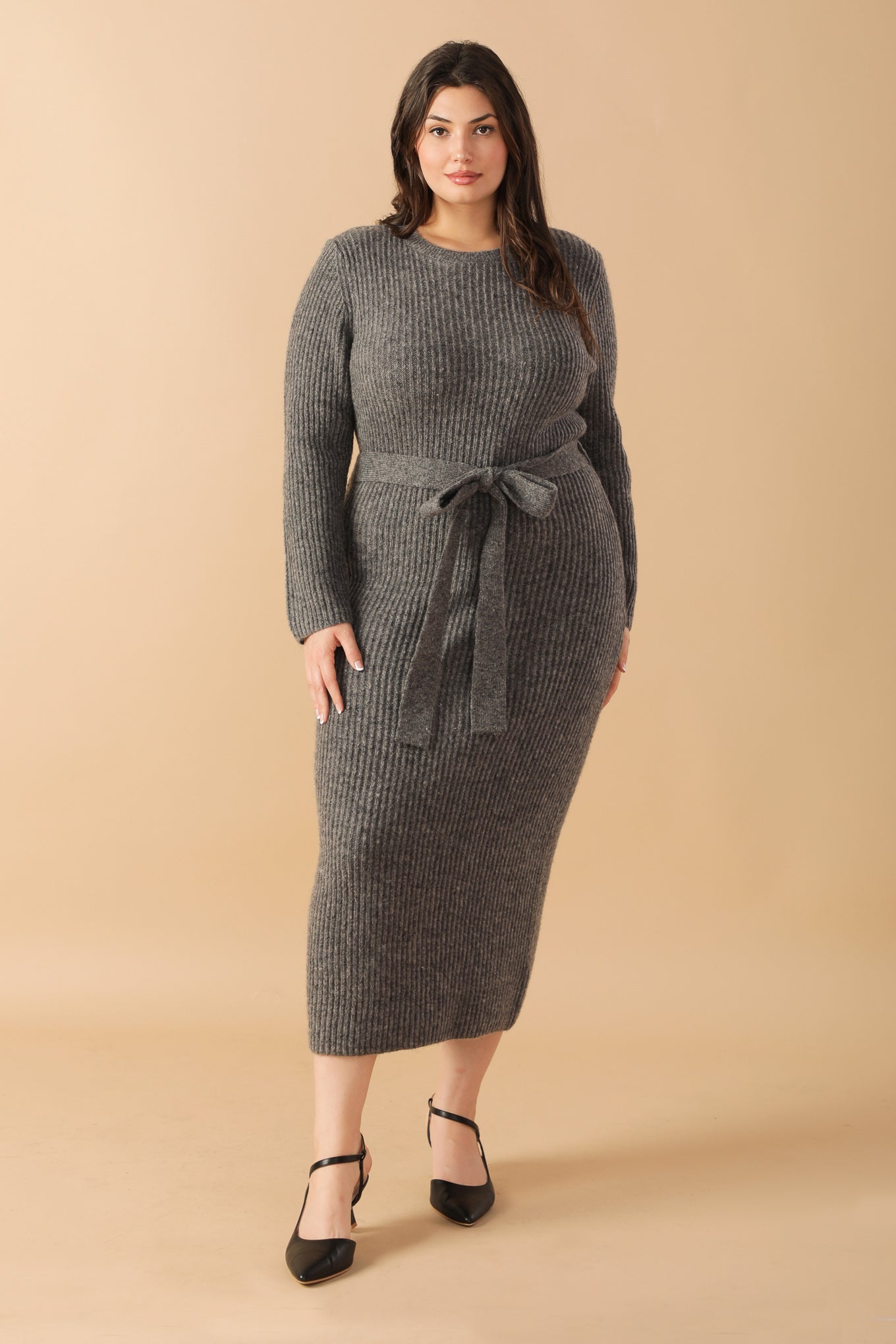 BE GOOD TO ME - LONG SLEEVE SWEATER DRESS-Vavasi