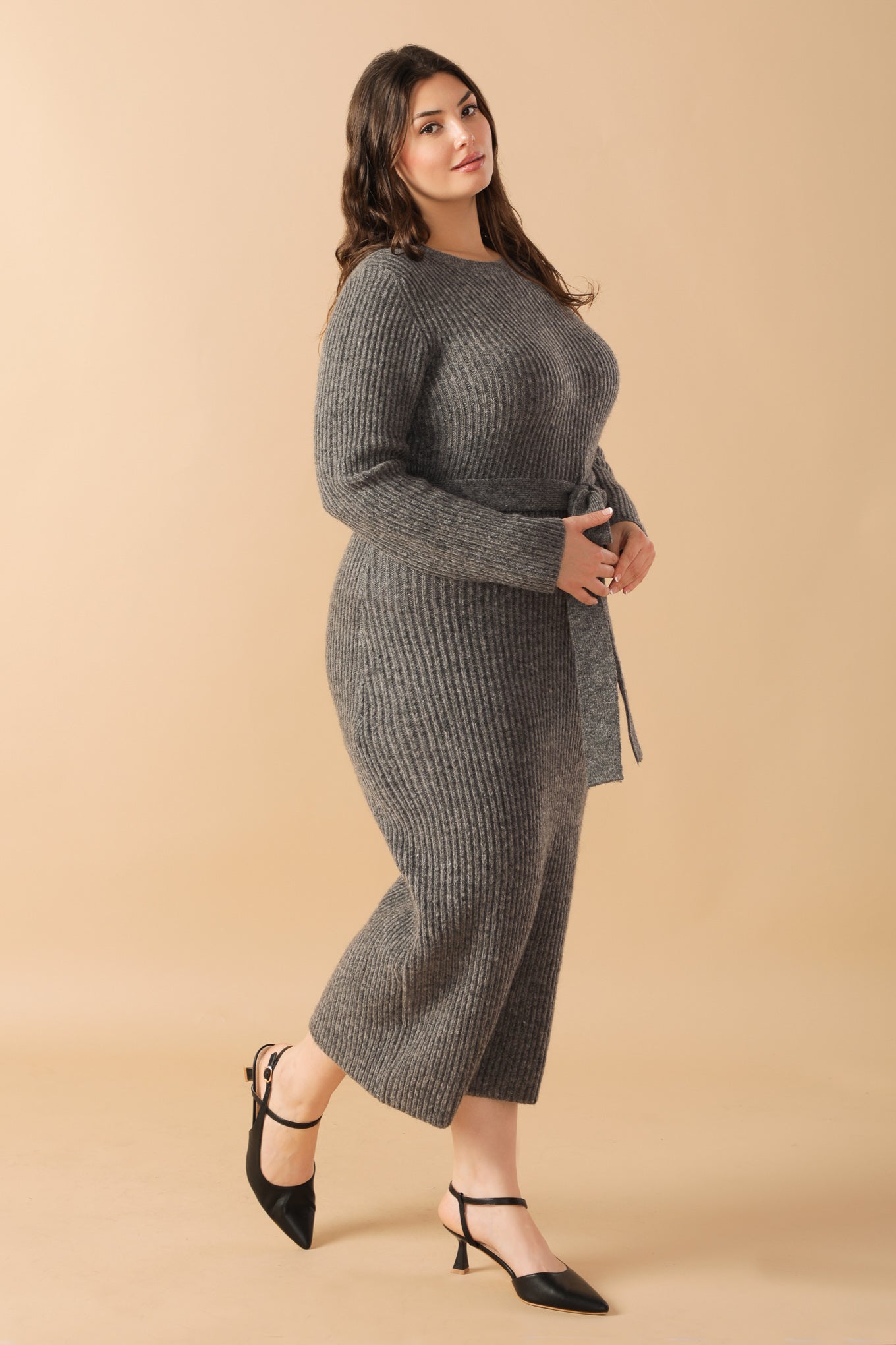 BE GOOD TO ME - LONG SLEEVE SWEATER DRESS-Vavasi