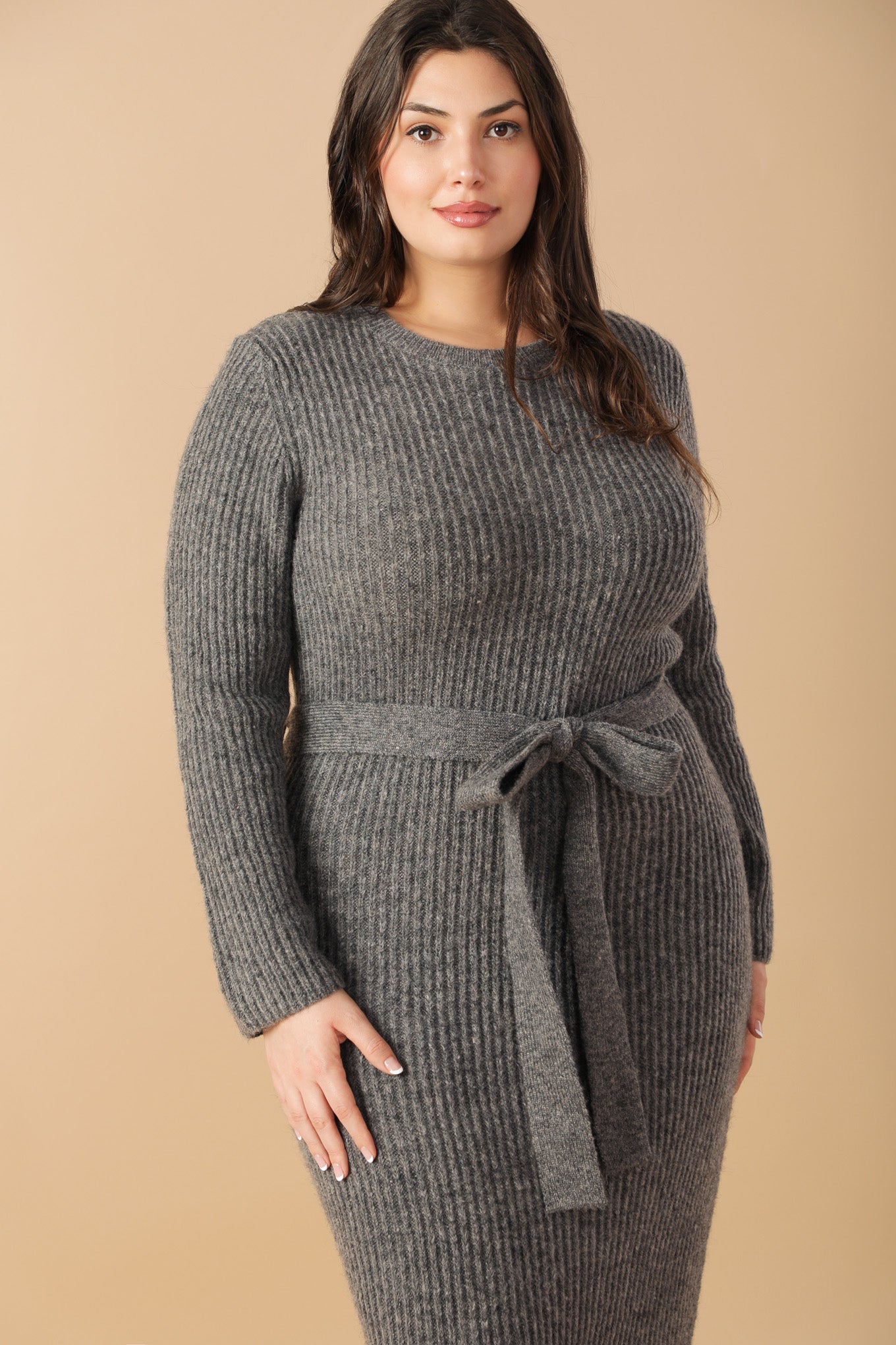 BE GOOD TO ME - LONG SLEEVE SWEATER DRESS-Vavasi