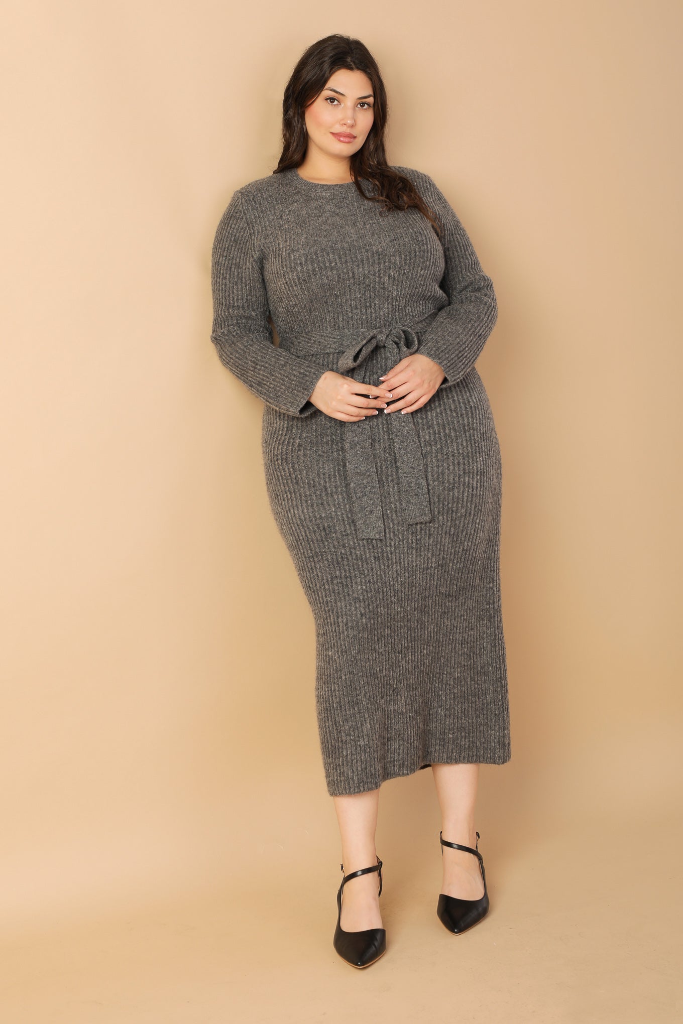 BE GOOD TO ME - LONG SLEEVE SWEATER DRESS-Vavasi