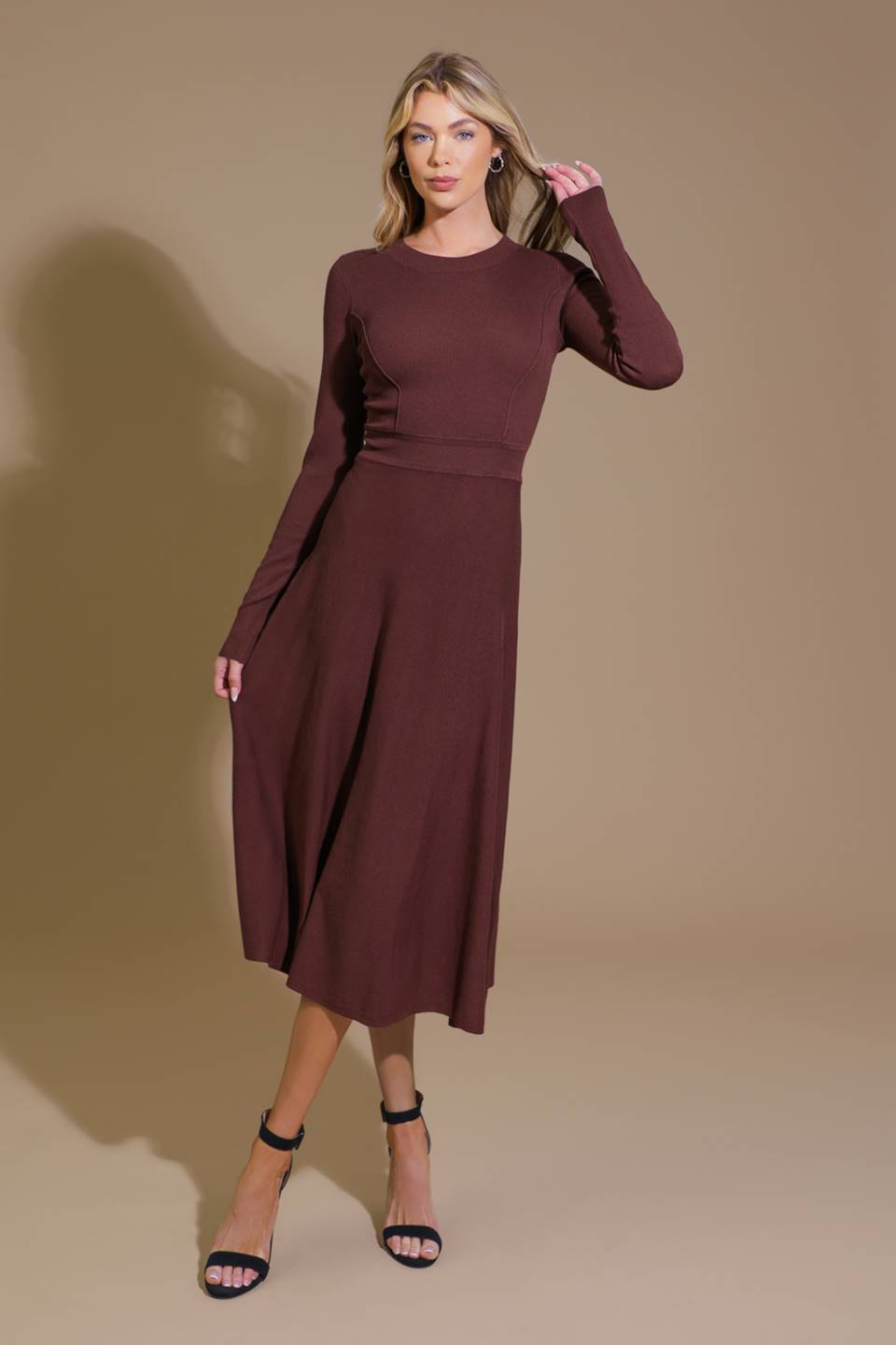 PLACE TO BE SWEATER MIDI DRESS-Vavasi