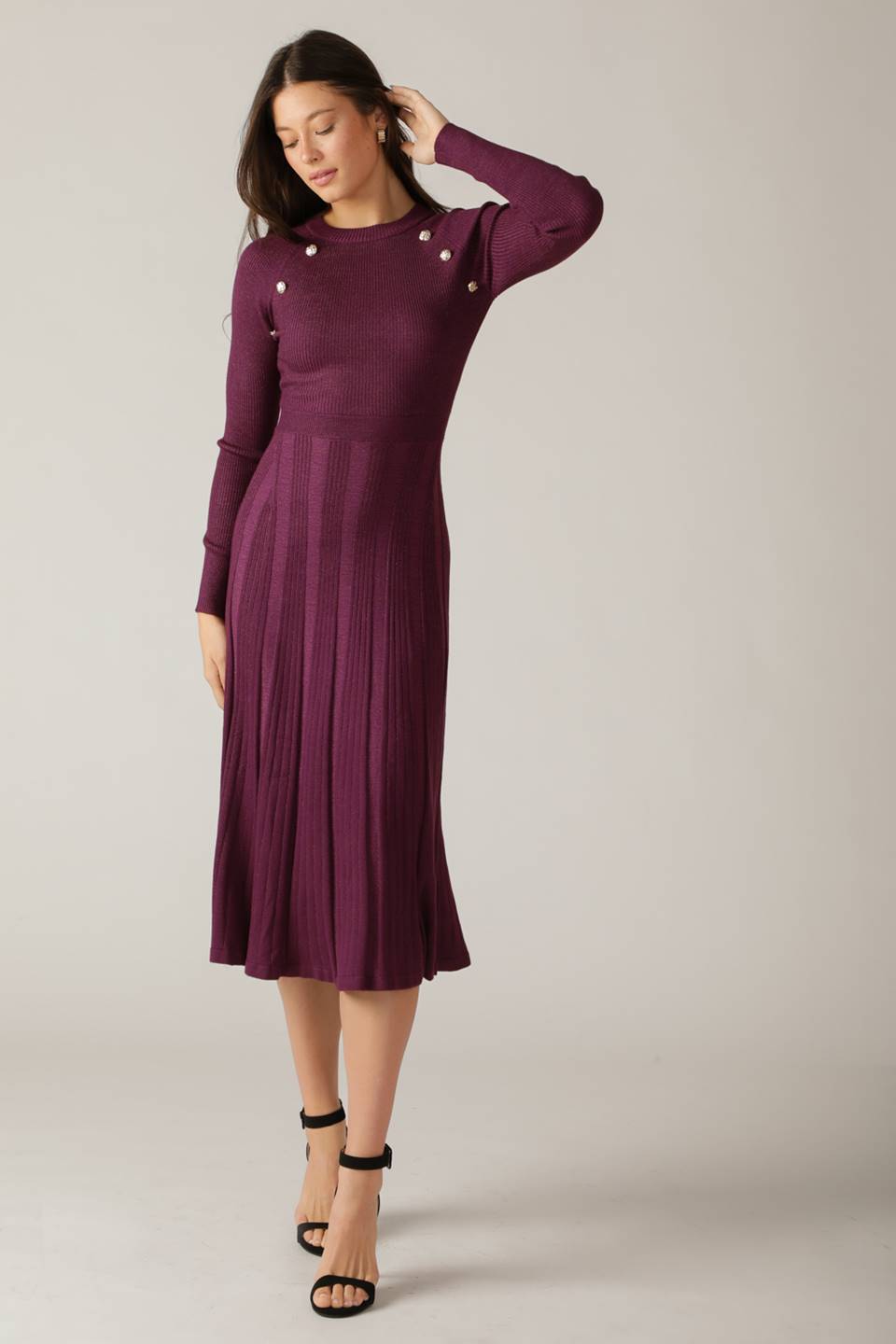 HIGH STANDARDS SWEATER MIDI DRESS-Vavasi