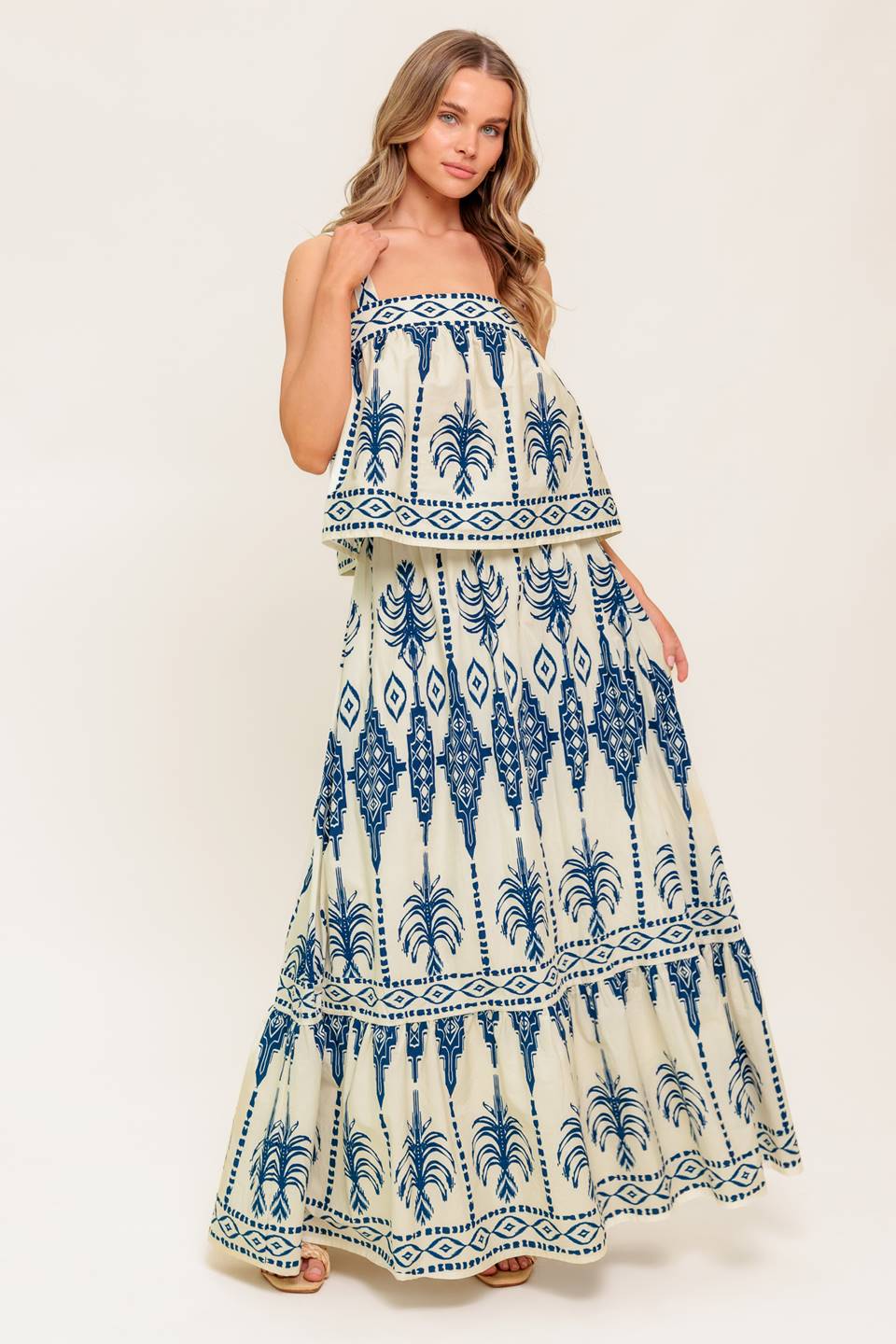BOHO RHYTHM TOP & SKIRT SET - NAVY-Vavasi