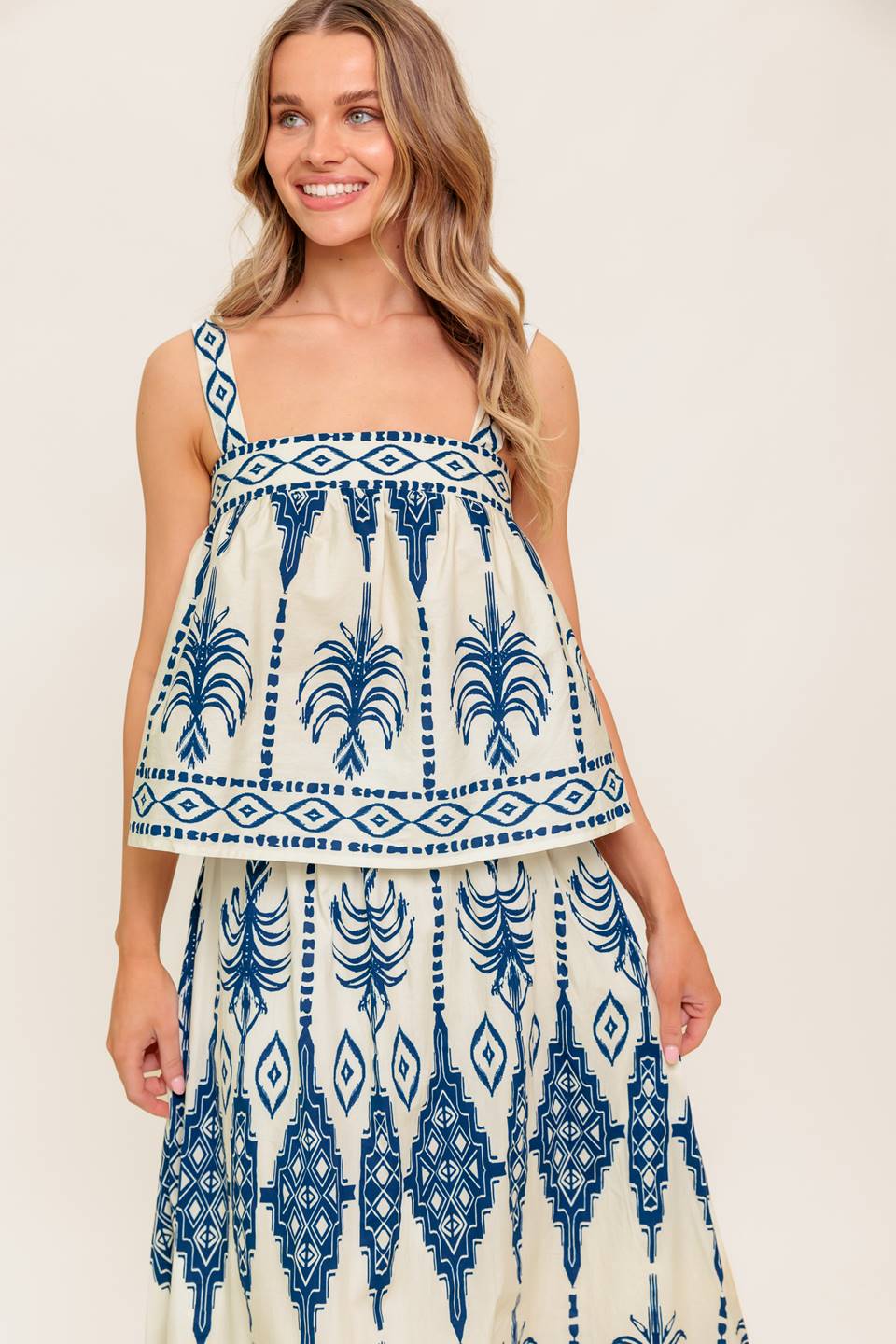 BOHO RHYTHM TOP & SKIRT SET - NAVY-Vavasi