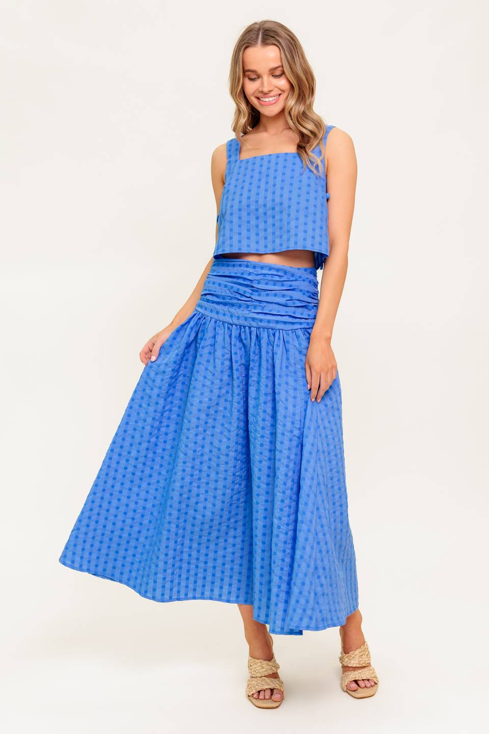 URBAN AFFAIR TOP & SKIRT SET - BLUE-Vavasi