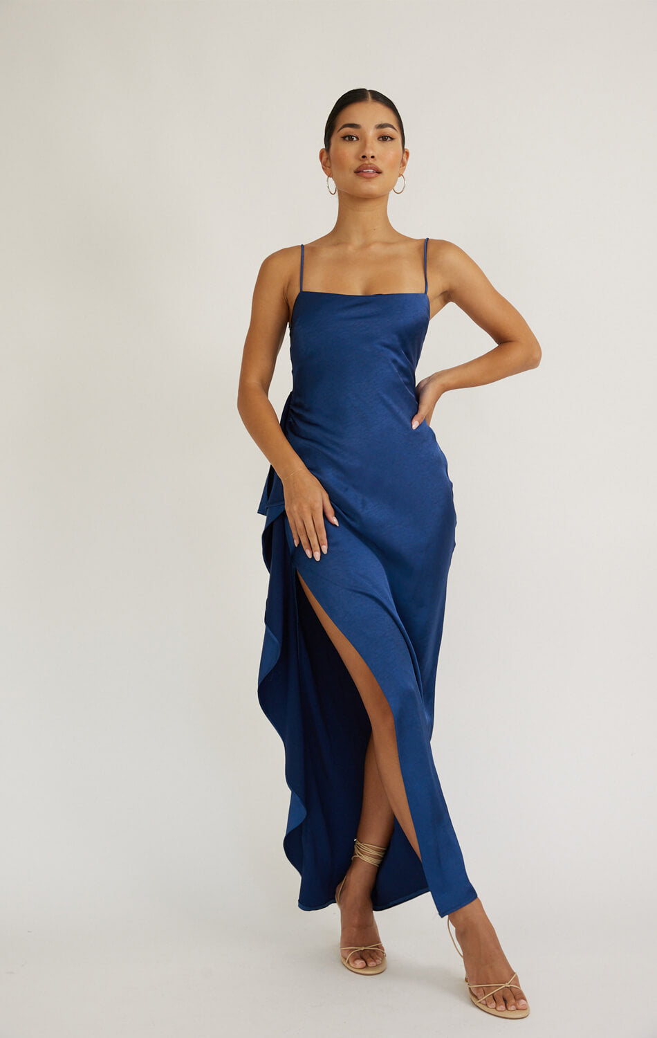 Tamera Satin Maxi Dress - Navy-Vavasi