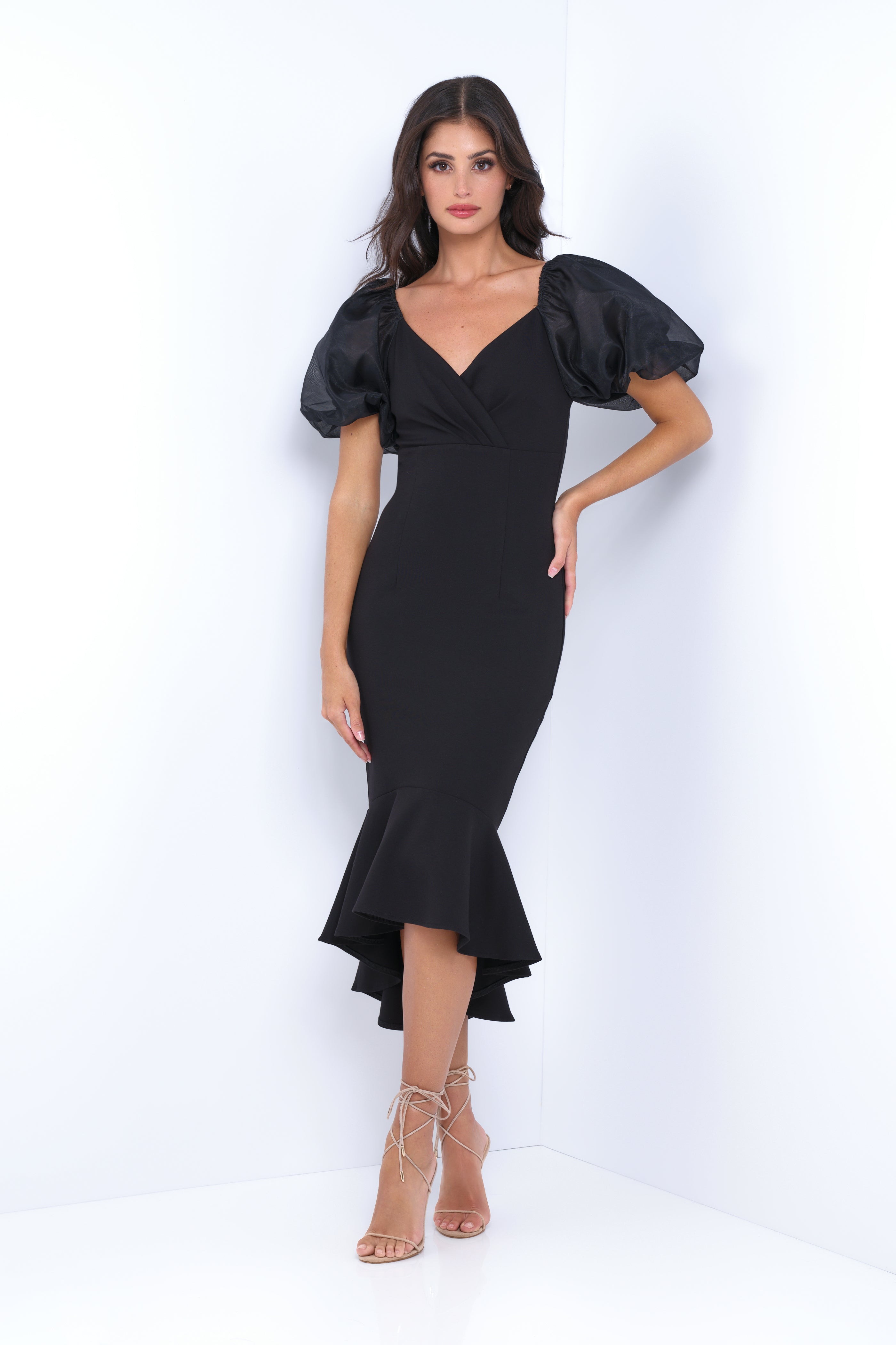 Diana Midi Dress - Black-Vavasi
