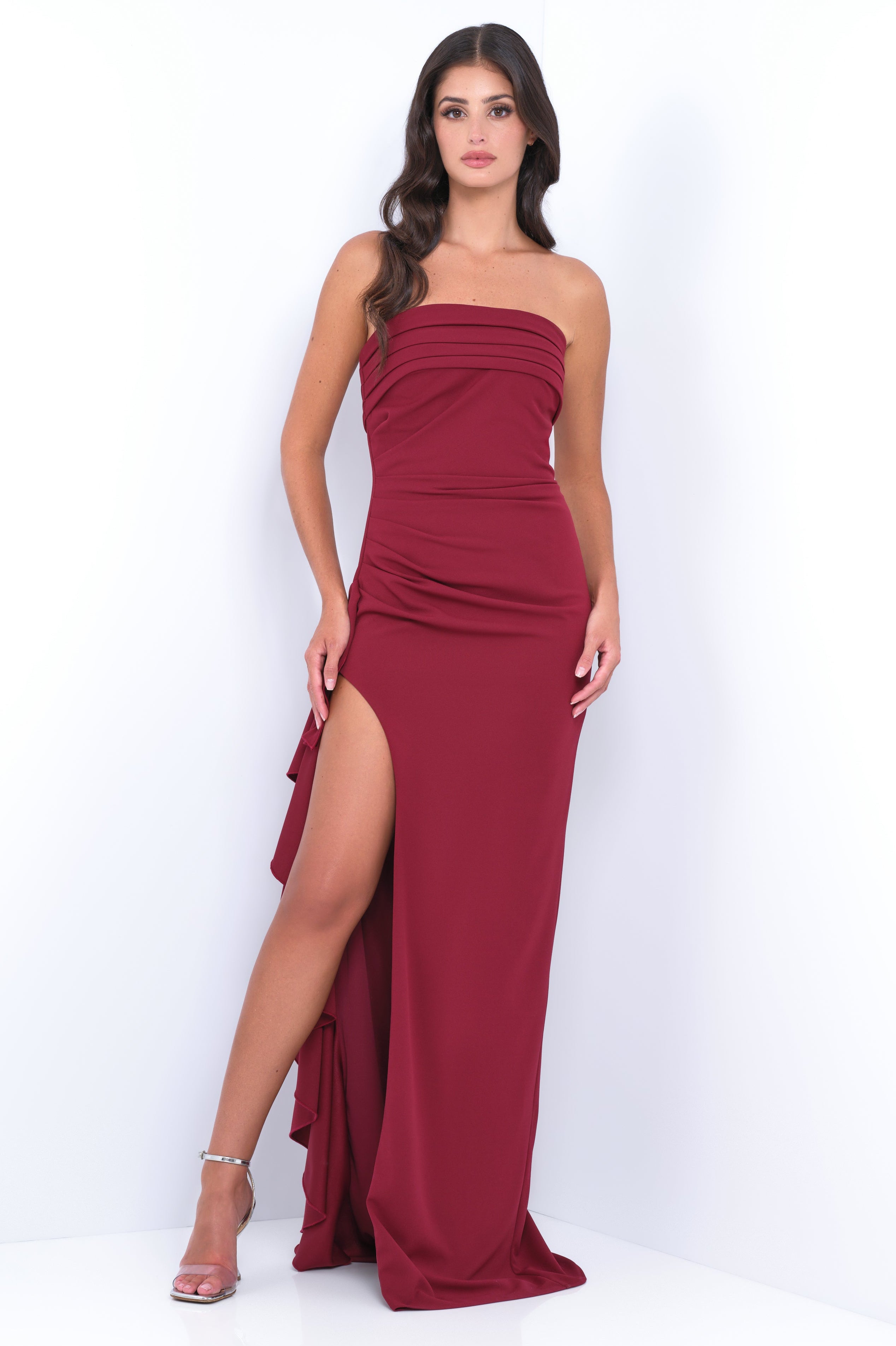 Marie Strapless Maxi Dress - Burgundy-Vavasi