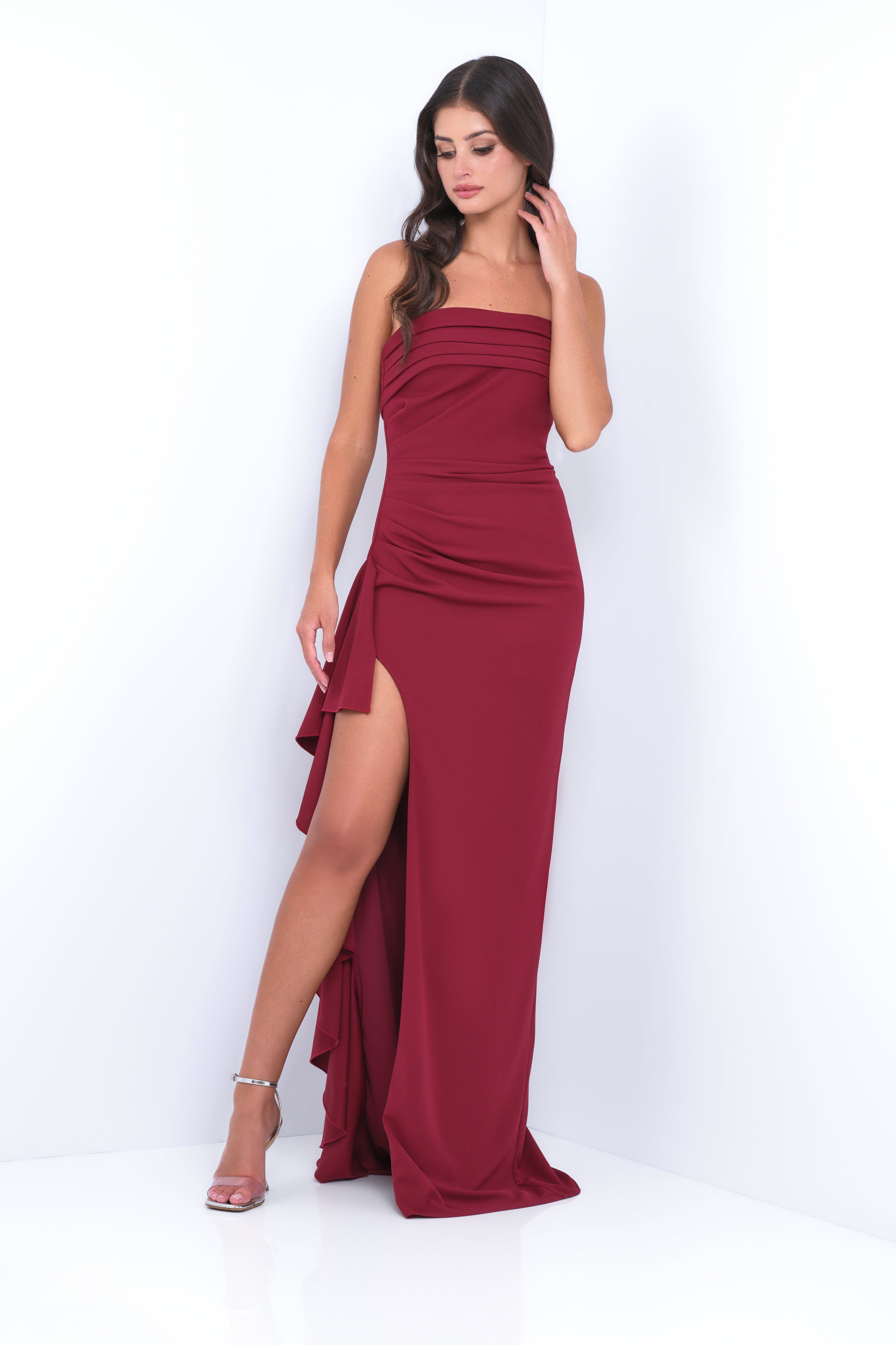 Marie Strapless Maxi Dress - Burgundy-Vavasi