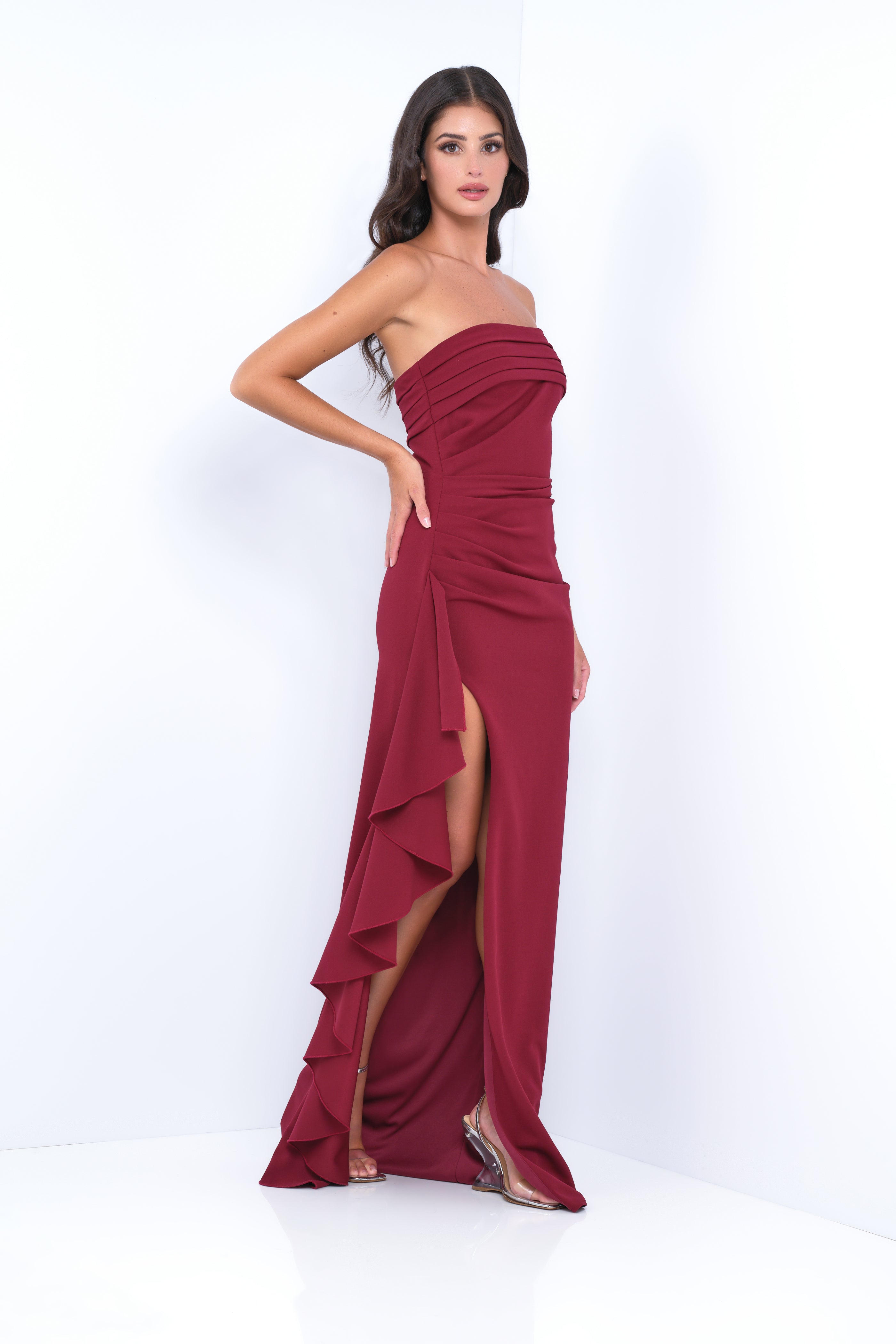 Marie Strapless Maxi Dress - Burgundy-Vavasi
