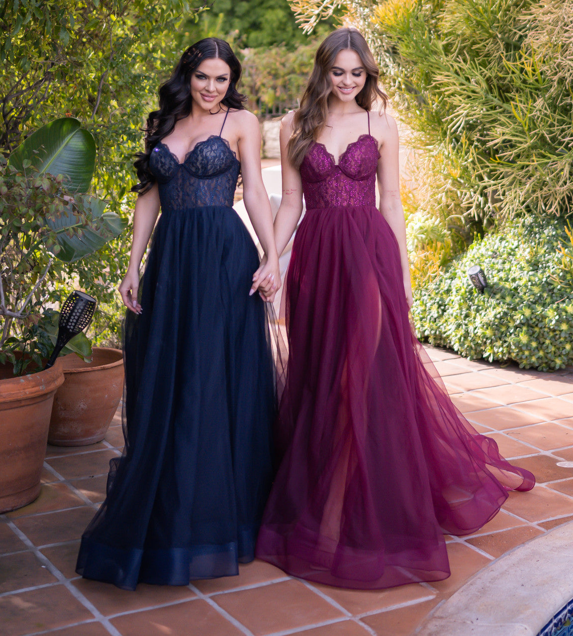 Dani Gown - Mulberry - Tulle A-Line Lace Dress-Vavasi