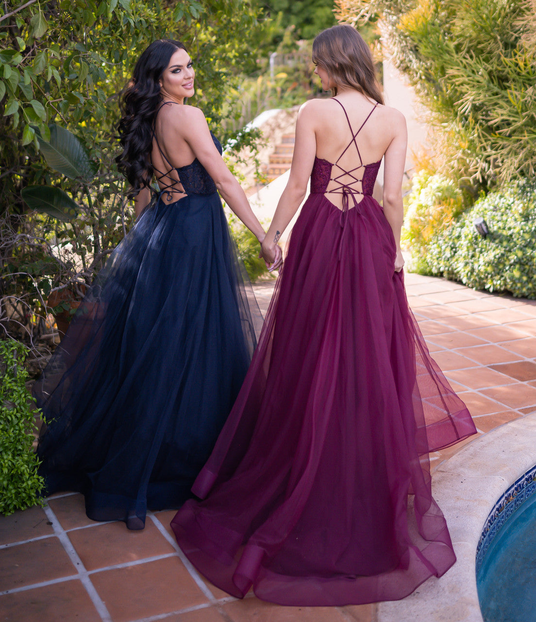Dani Gown - Mulberry - Tulle A-Line Lace Dress-Vavasi