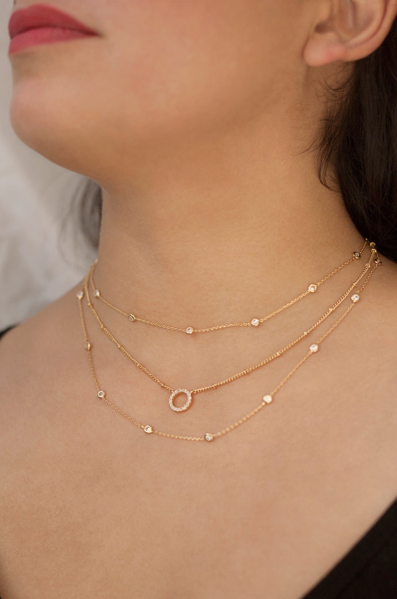 Monroe Crystal Strand Layered Necklace-Vavasi