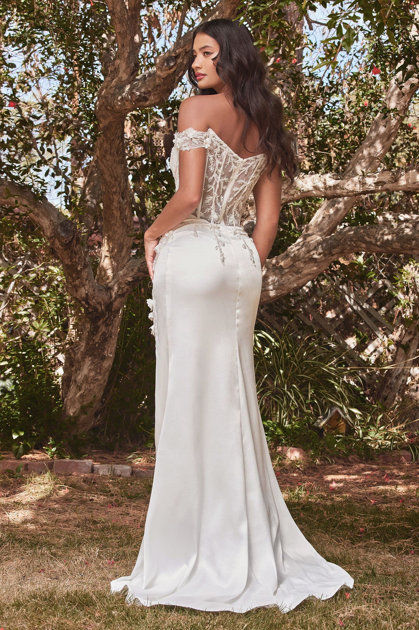 Rosaline Gown - Off White - FLORAL OFF THE SHOULDER GOWN-Vavasi