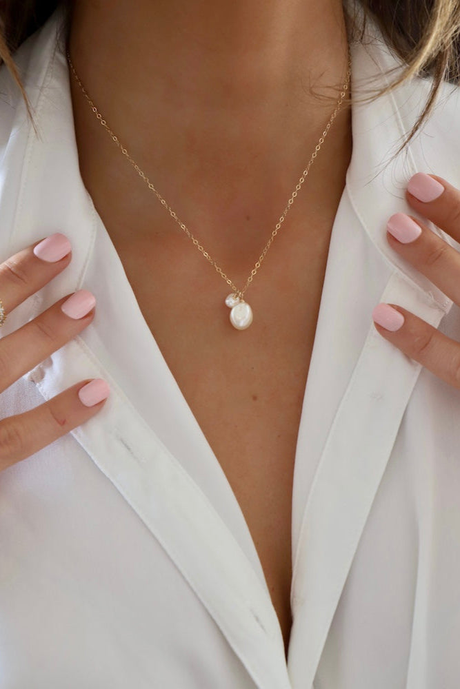 DOUBLE PEARL DROP NECKLACE-Vavasi