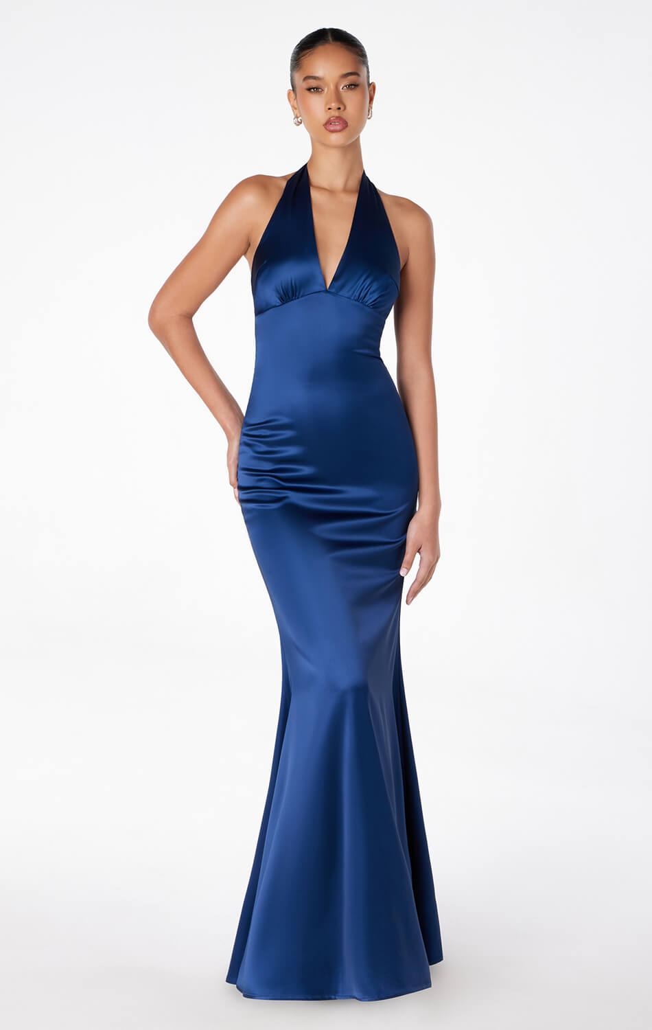 MAREN SATIN HALTER MAXI DRESS-Vavasi