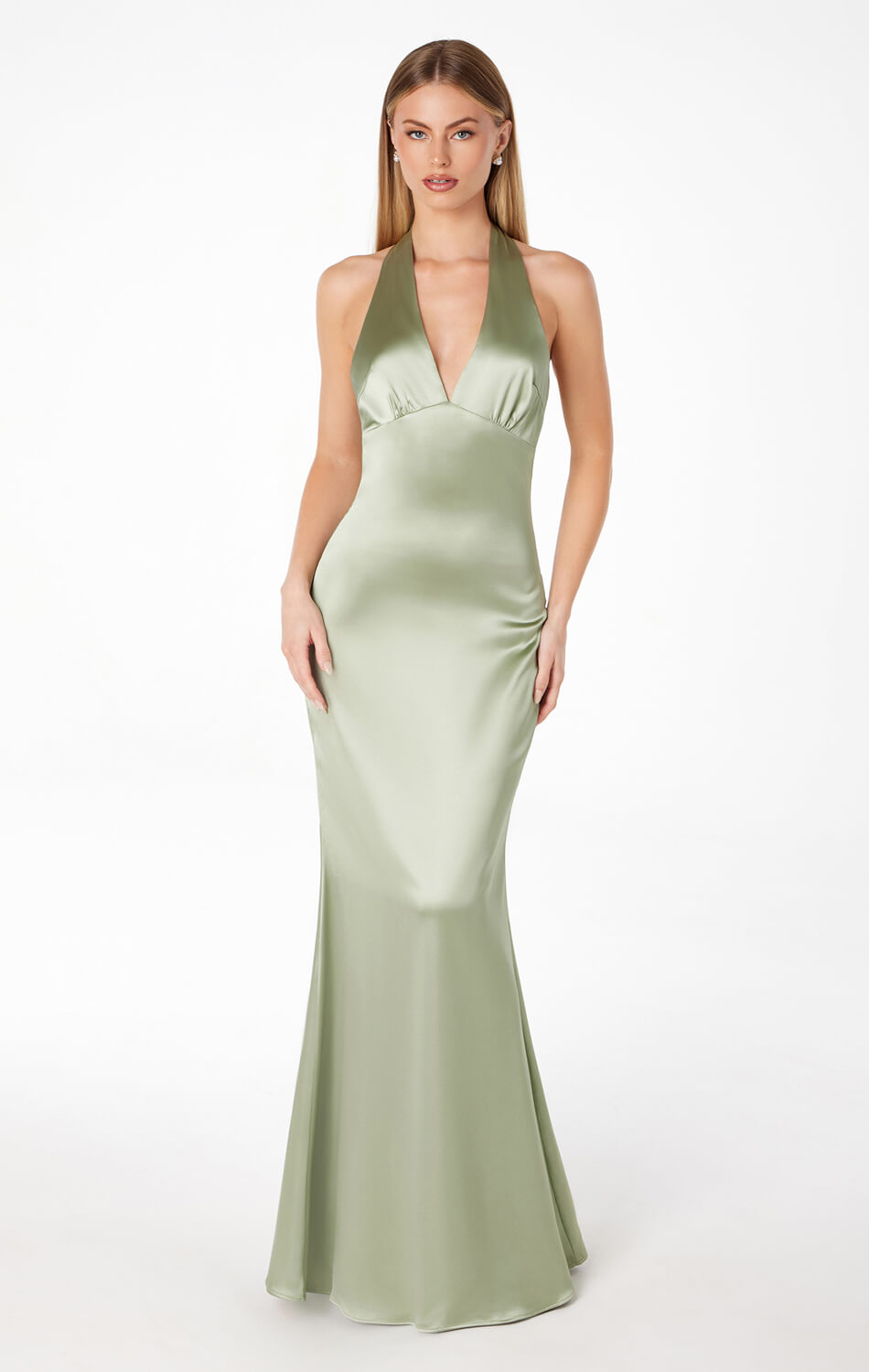 MAREN SATIN HALTER MAXI DRESS-Vavasi